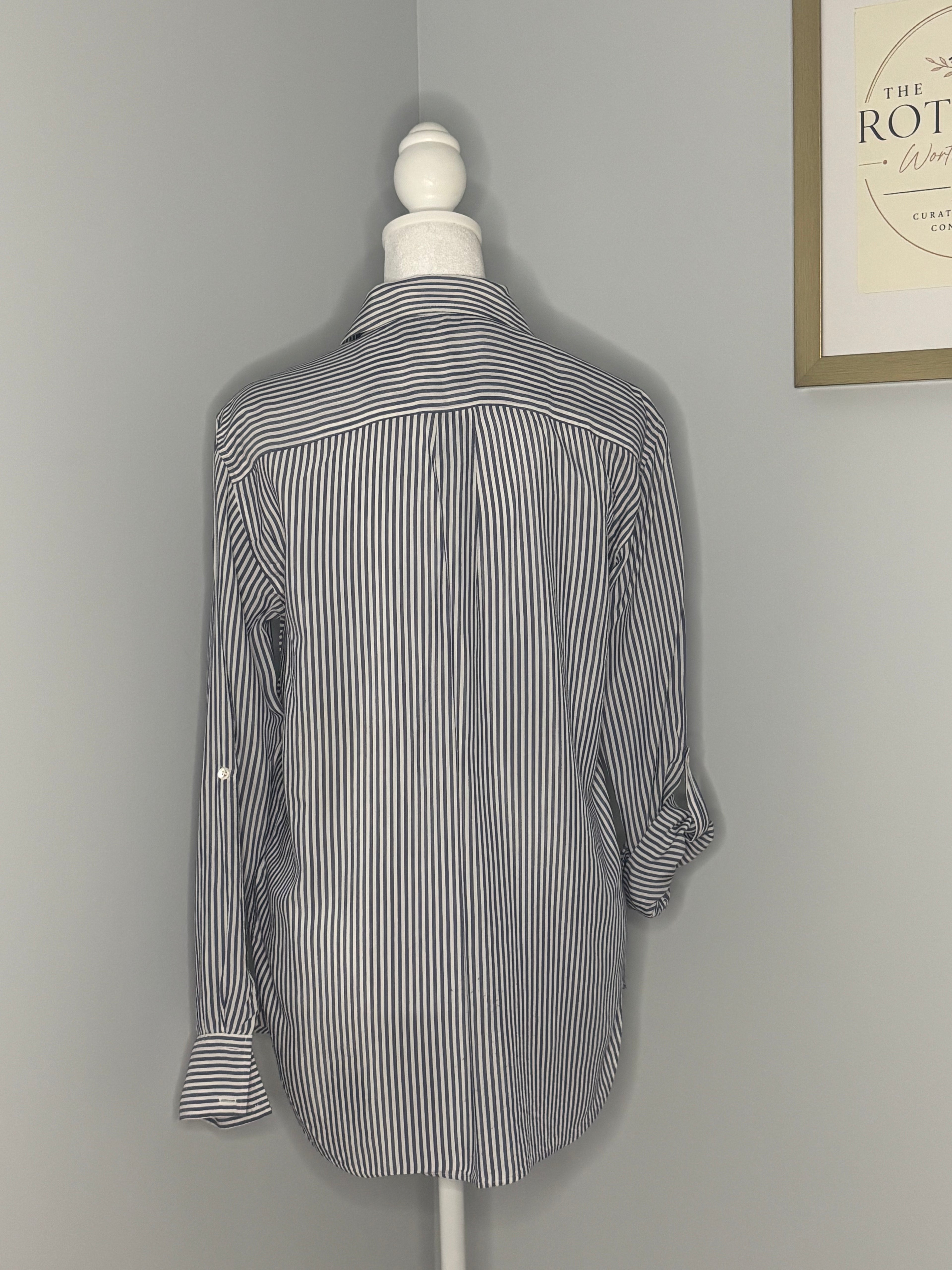 Zara Women Striped Button-Front Blouse | Size 8