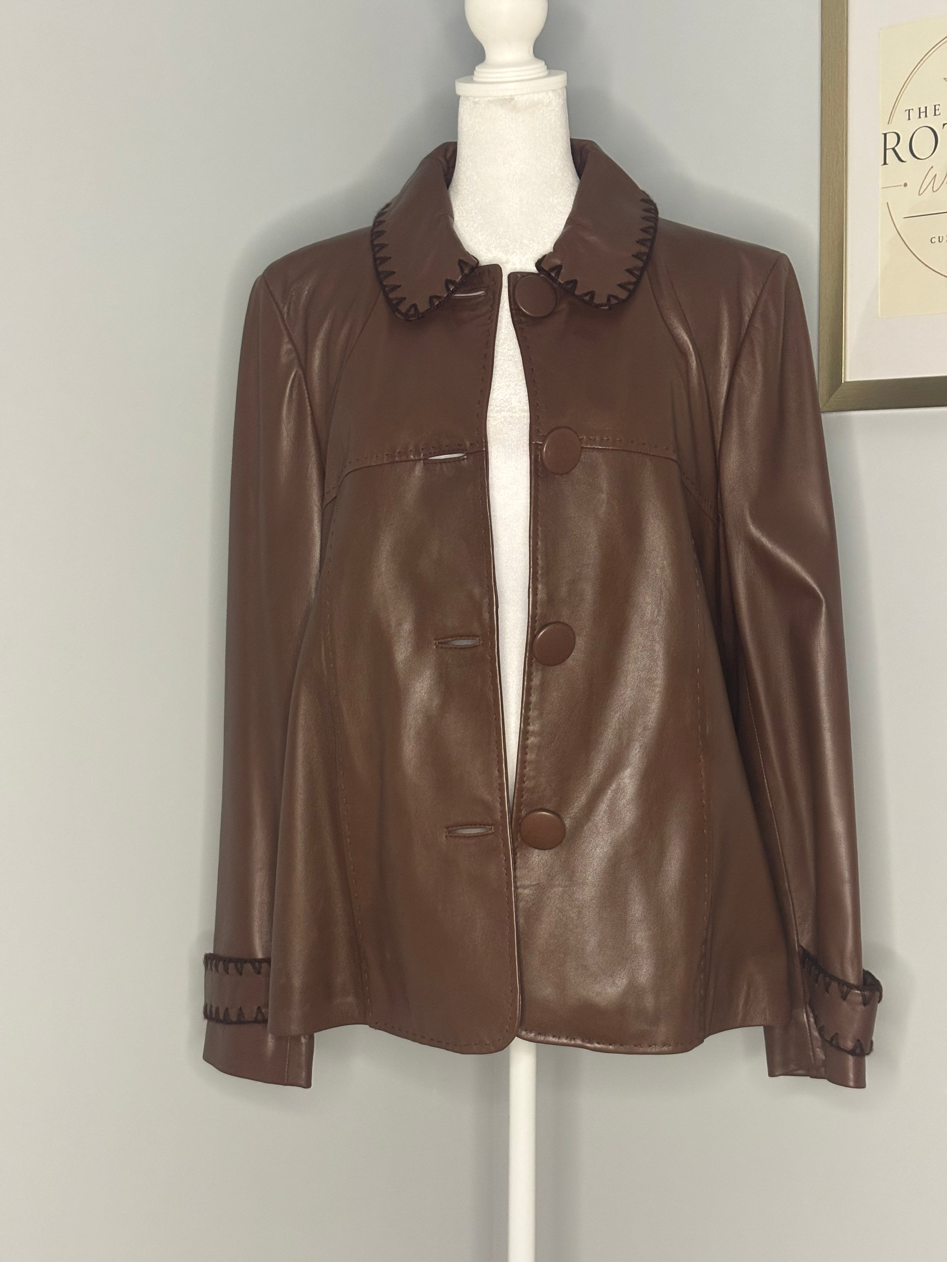 Danier Chocolate Brown Leather Jacket – Size Small