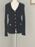 Melanie Lyne Black Fine-Knit Top | Size Medium