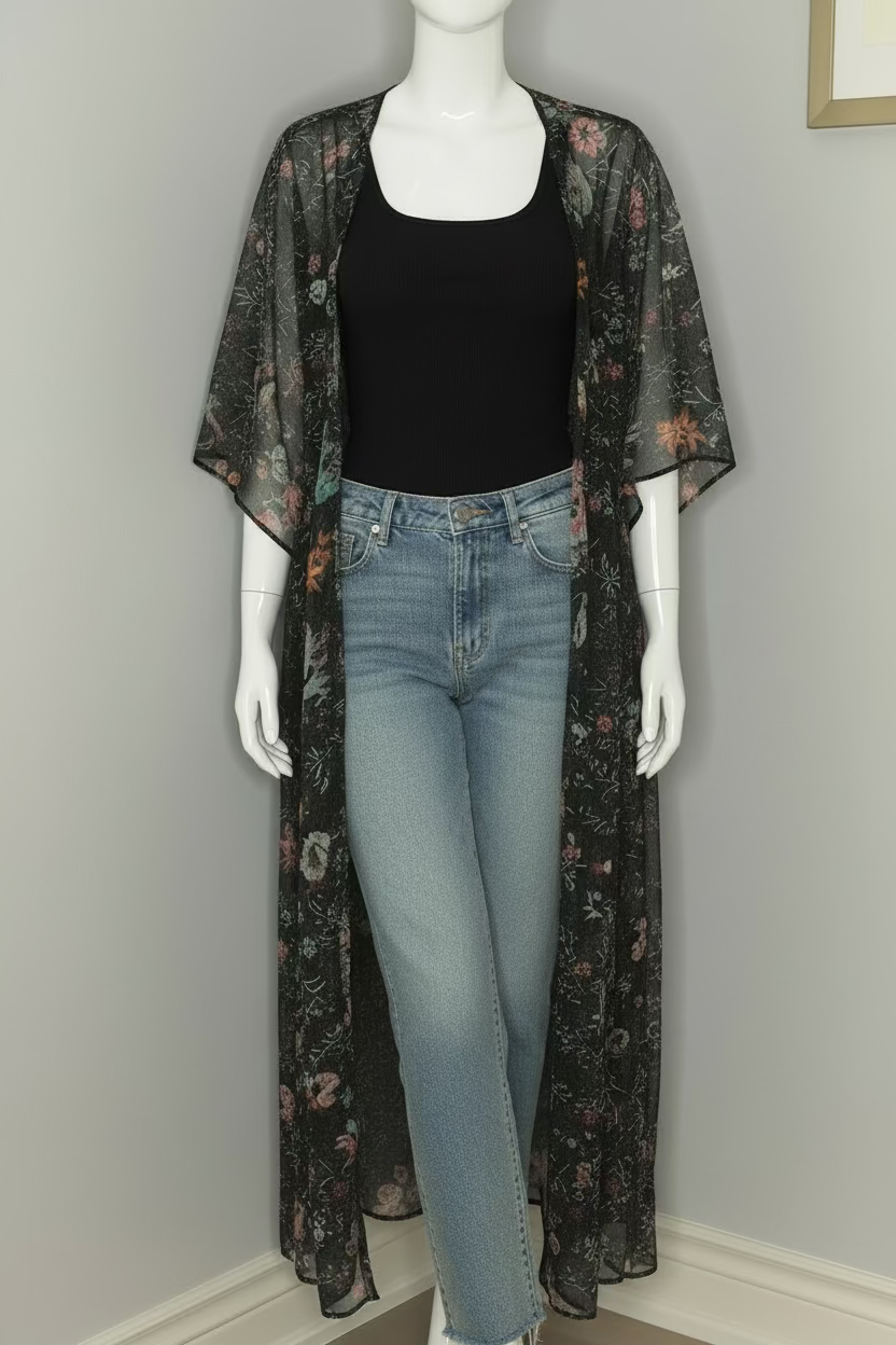 Forever 21 Floral Chiffon Duster | Size Small