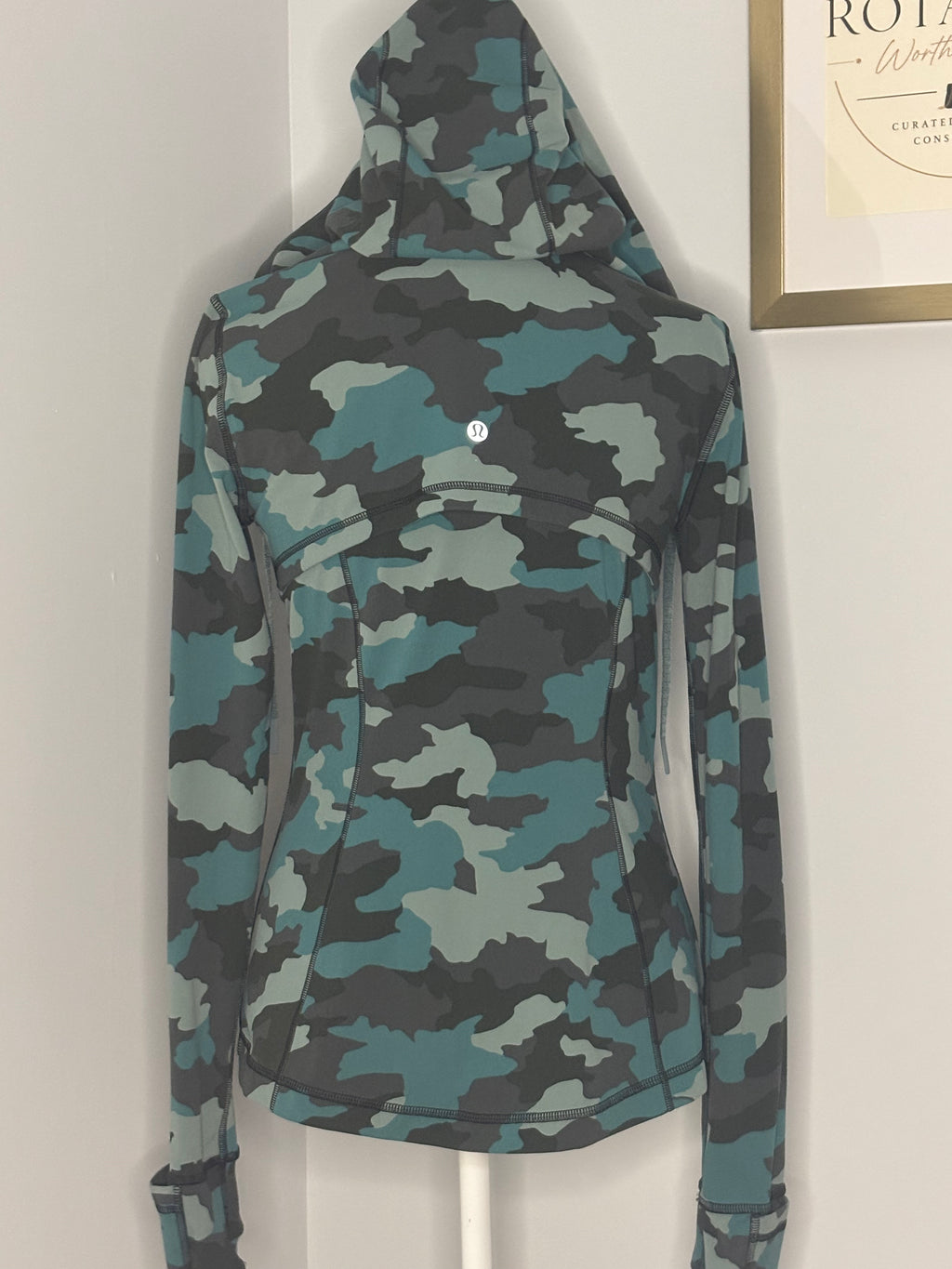 Lululemon Scuba Full-Zip Hoodie – Heritage 365 Camo Tidewater Teal Multi | Size 8