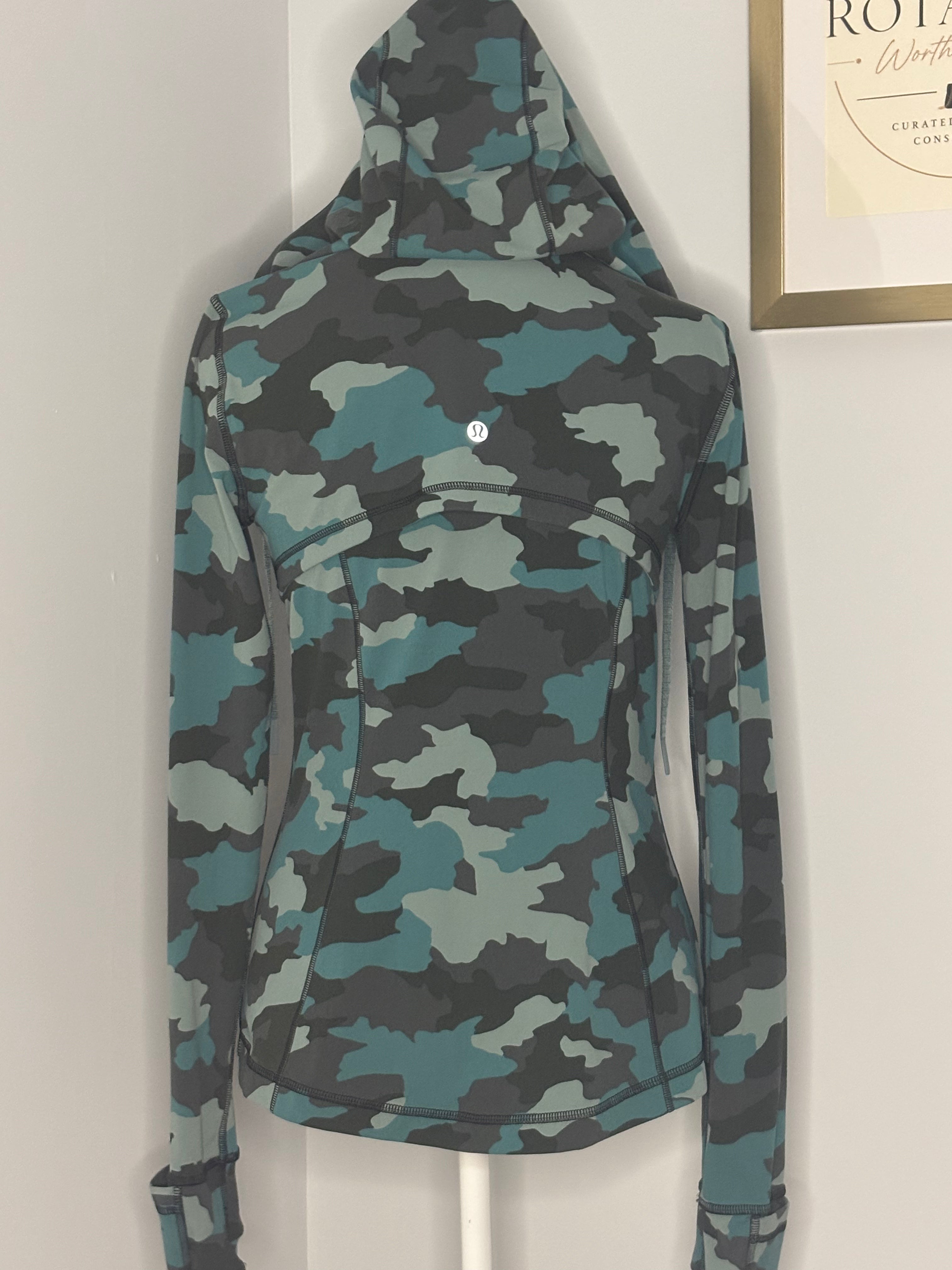 Lululemon Scuba Full-Zip Hoodie – Heritage 365 Camo Tidewater Teal Multi | Size 8