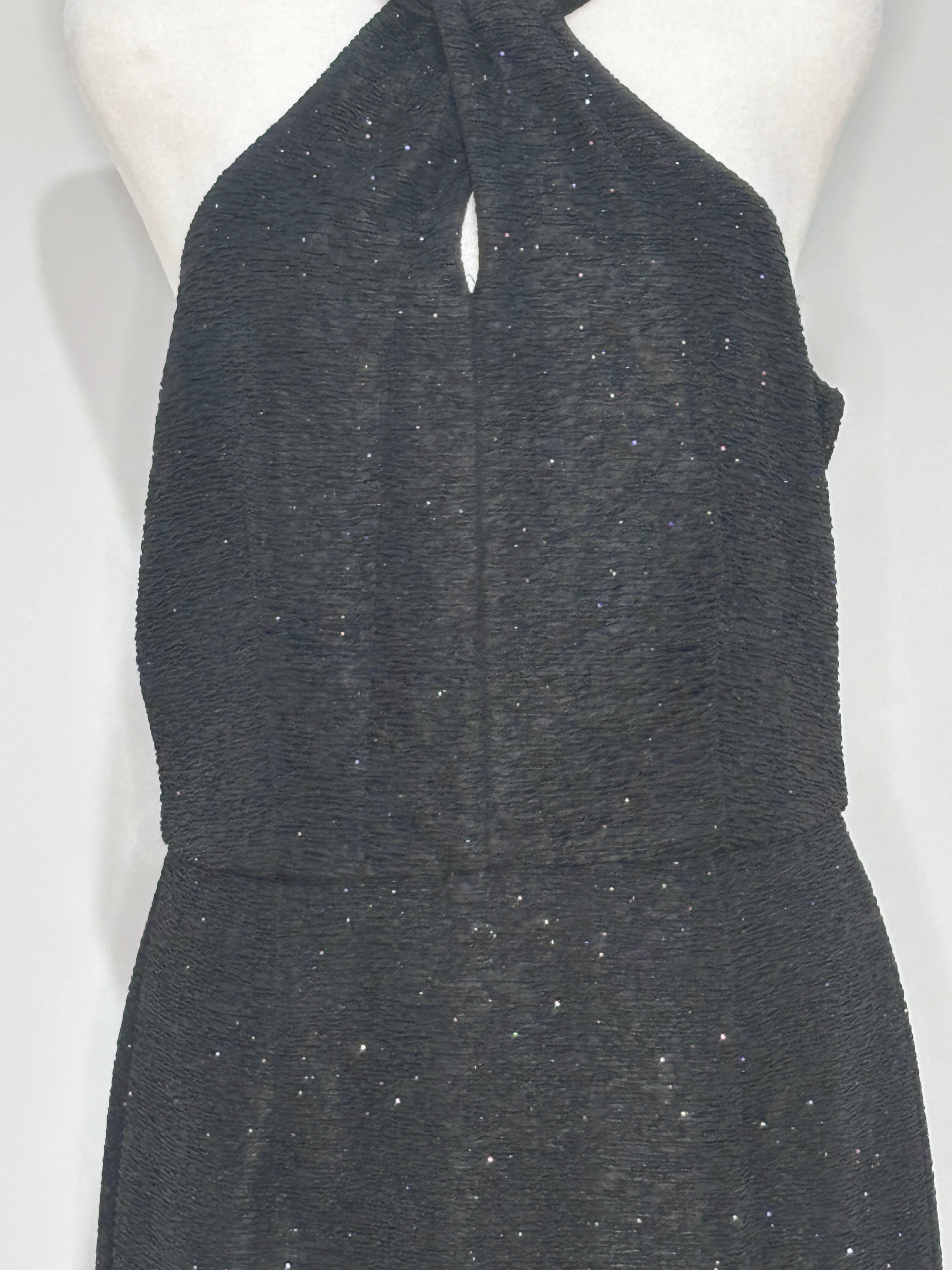 Melanie Lyne Black Sparkle Halter Dress – Size 10 (NWT)