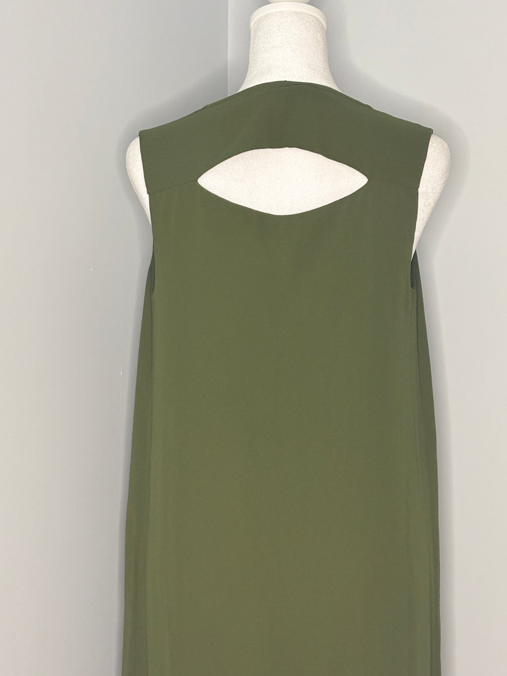 Olive Crepe Chiffon High-Low Maxi Dress | Elegant Cascade Front Detail