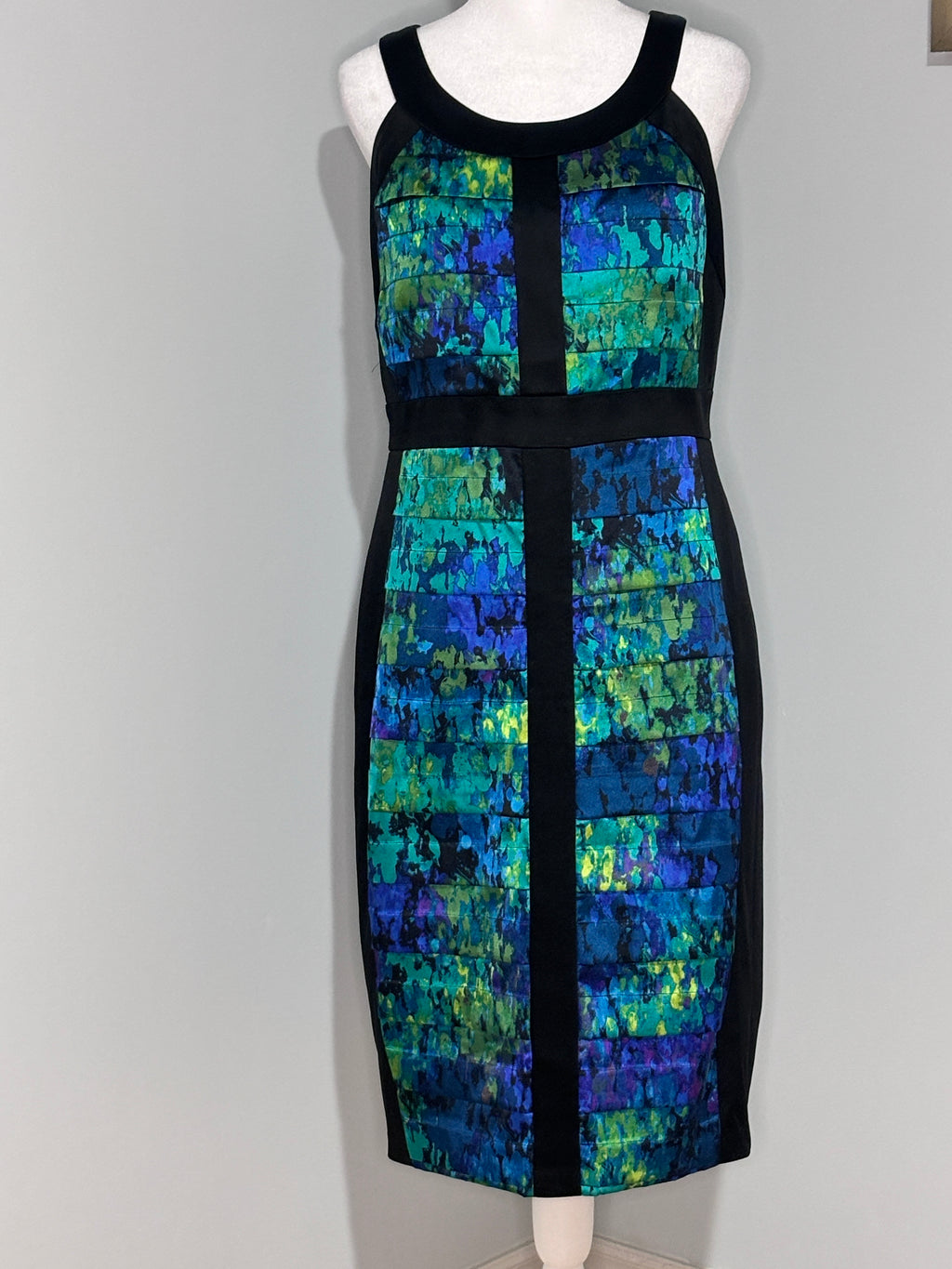 JAX Watercolor Panel Sheath Dress – Size 12