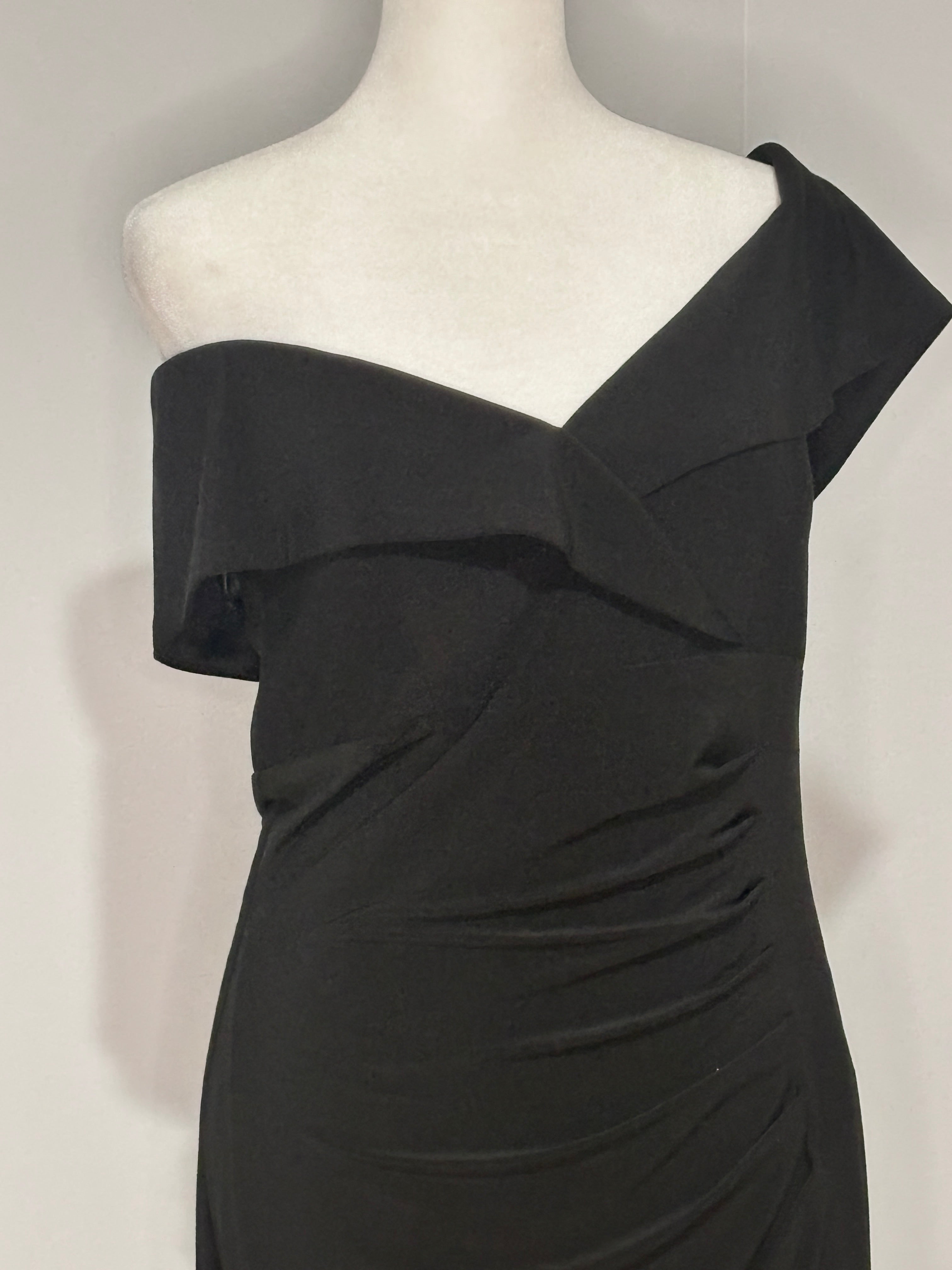 B.A. Nites Black Off-the-Shoulder Midi Dress - Size 12 (NWT)
