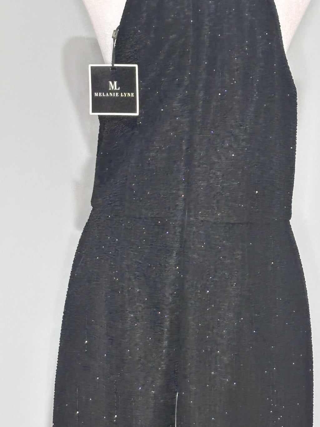 Melanie Lyne Black Sparkle Halter Dress – Size 10 (NWT)