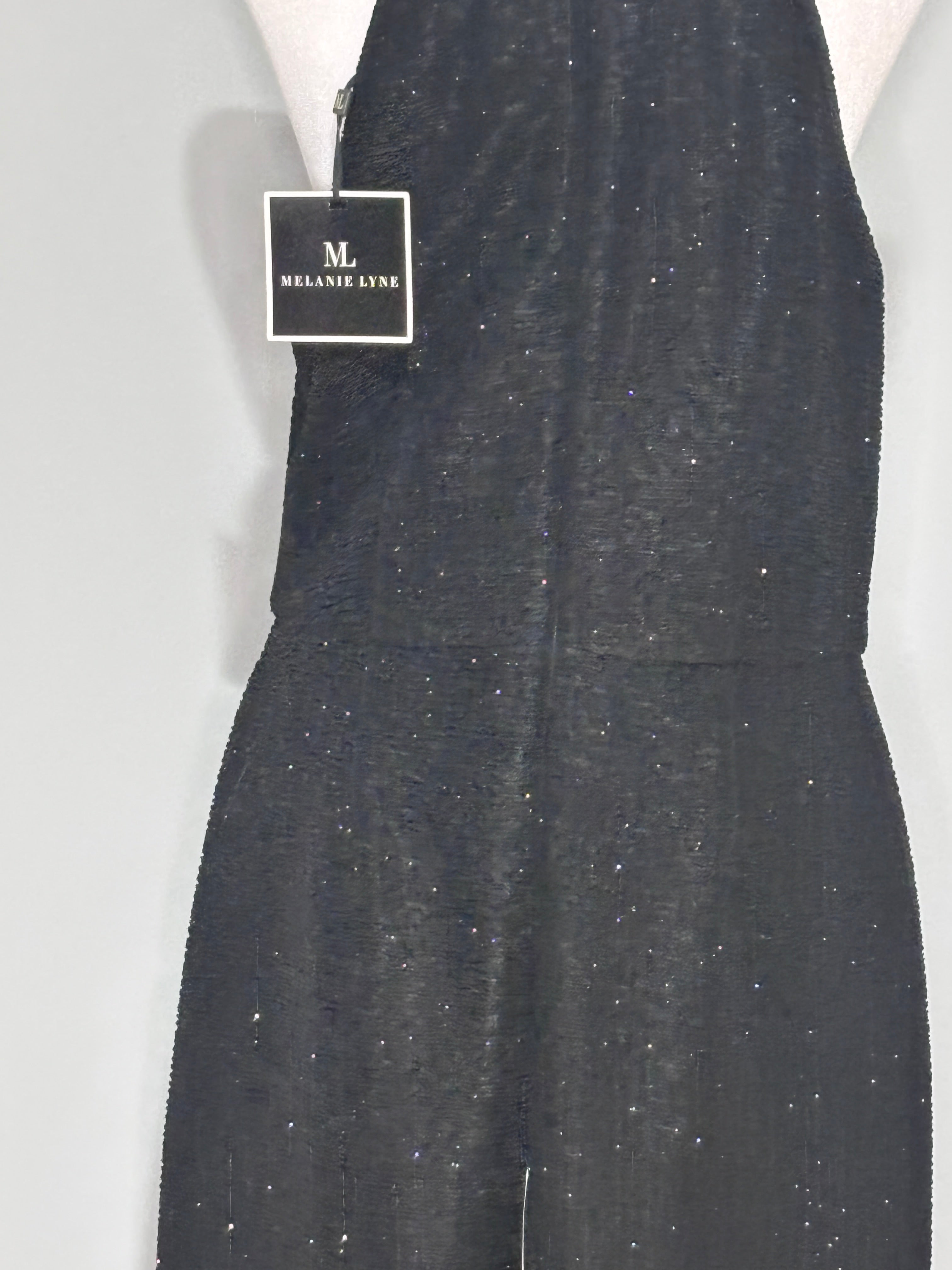 Melanie Lyne Black Sparkle Halter Dress – Size 10 (NWT)