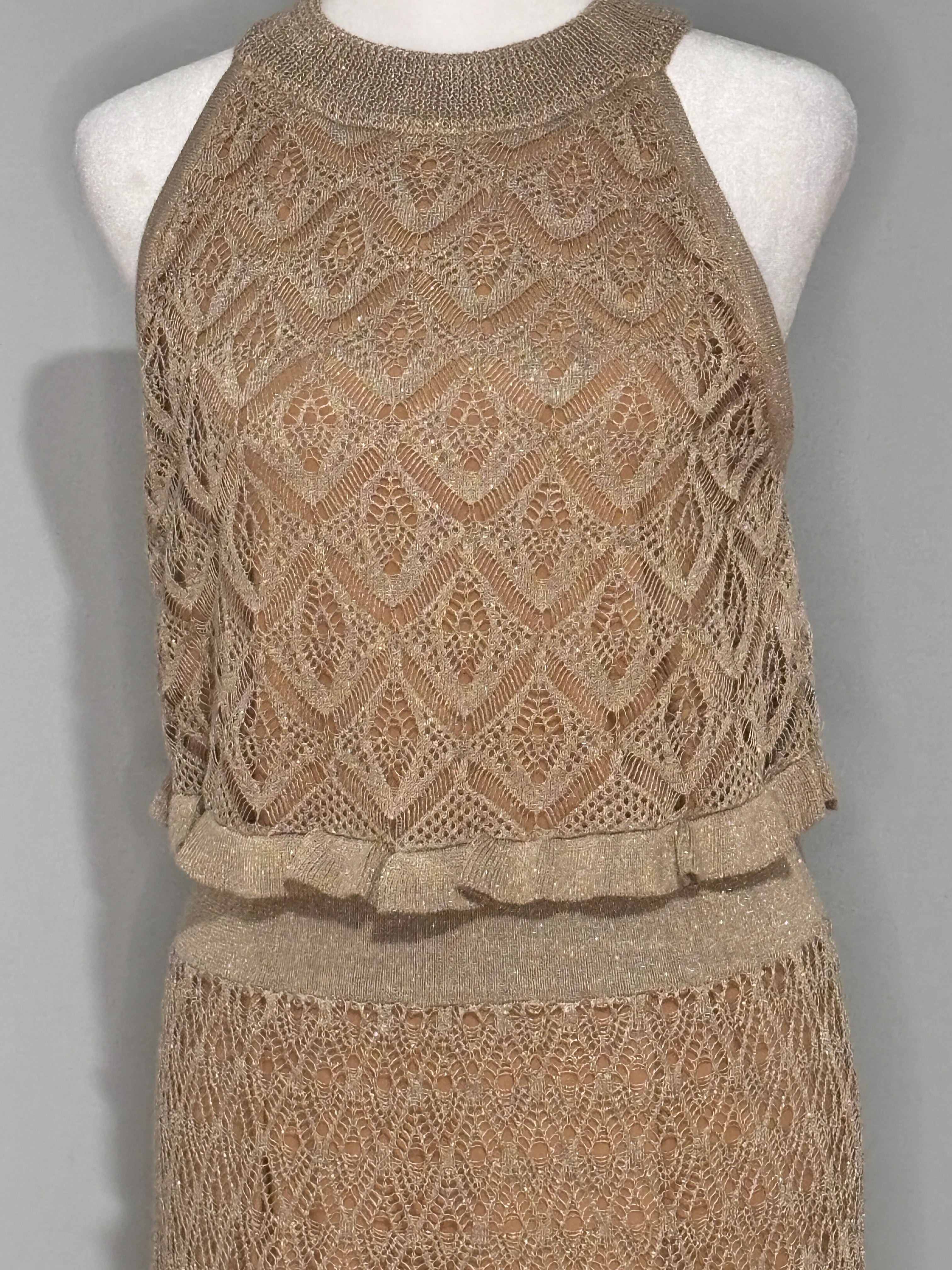 Melanie Lyne Shimmer Crochet Maxi Dress – Size Large (NWT)