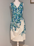 Laura Blue Floral Draped Dress – Size 12 (NWT)