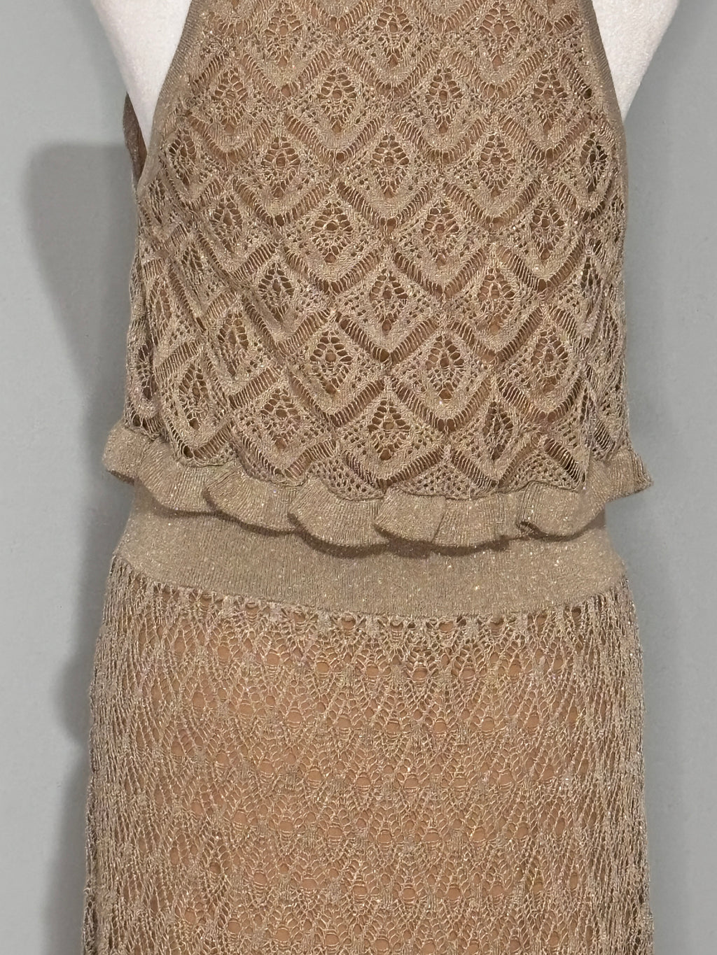 Melanie Lyne Shimmer Crochet Maxi Dress – Size Large (NWT)