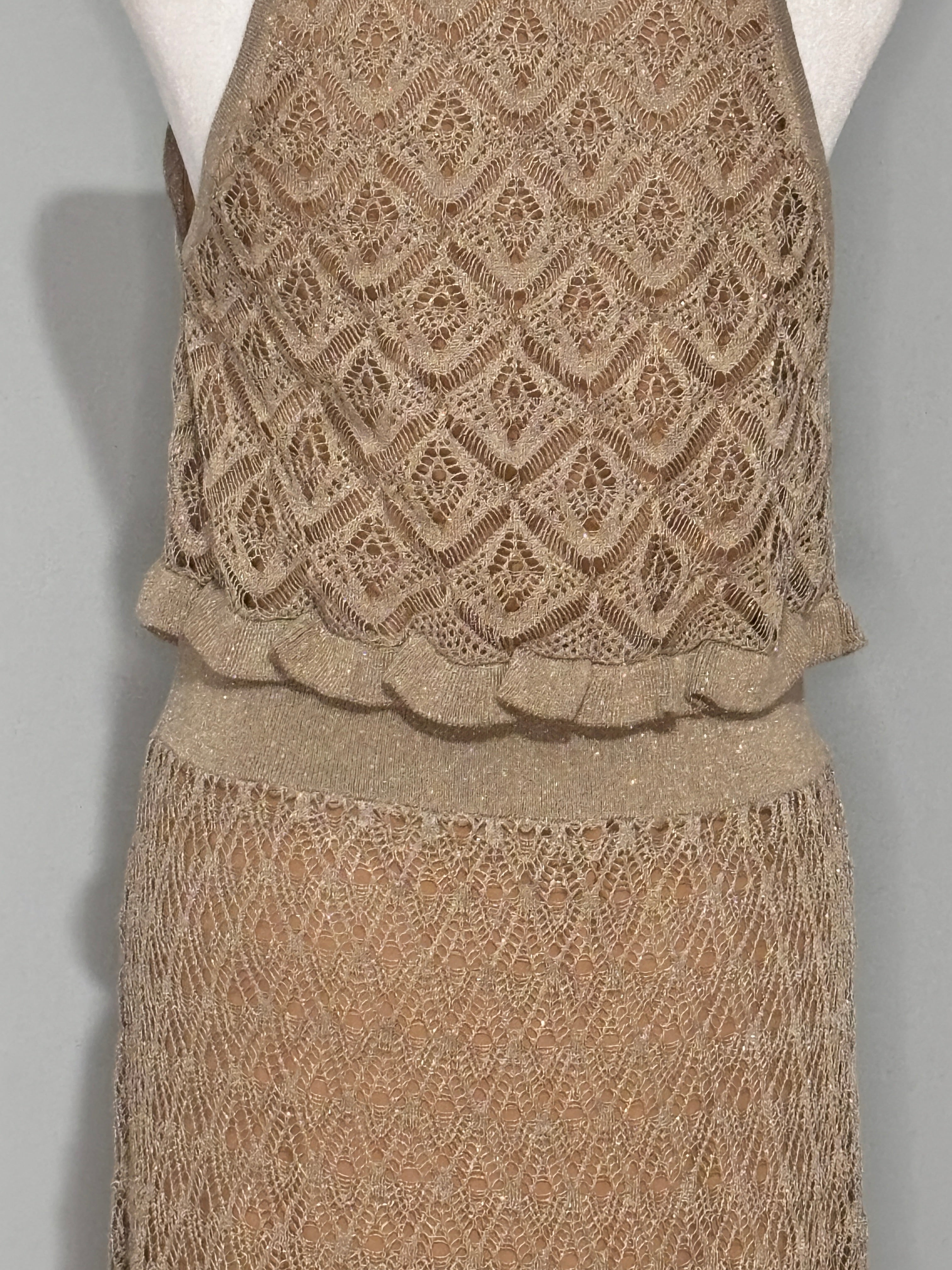 Melanie Lyne Shimmer Crochet Maxi Dress – Size Large (NWT)