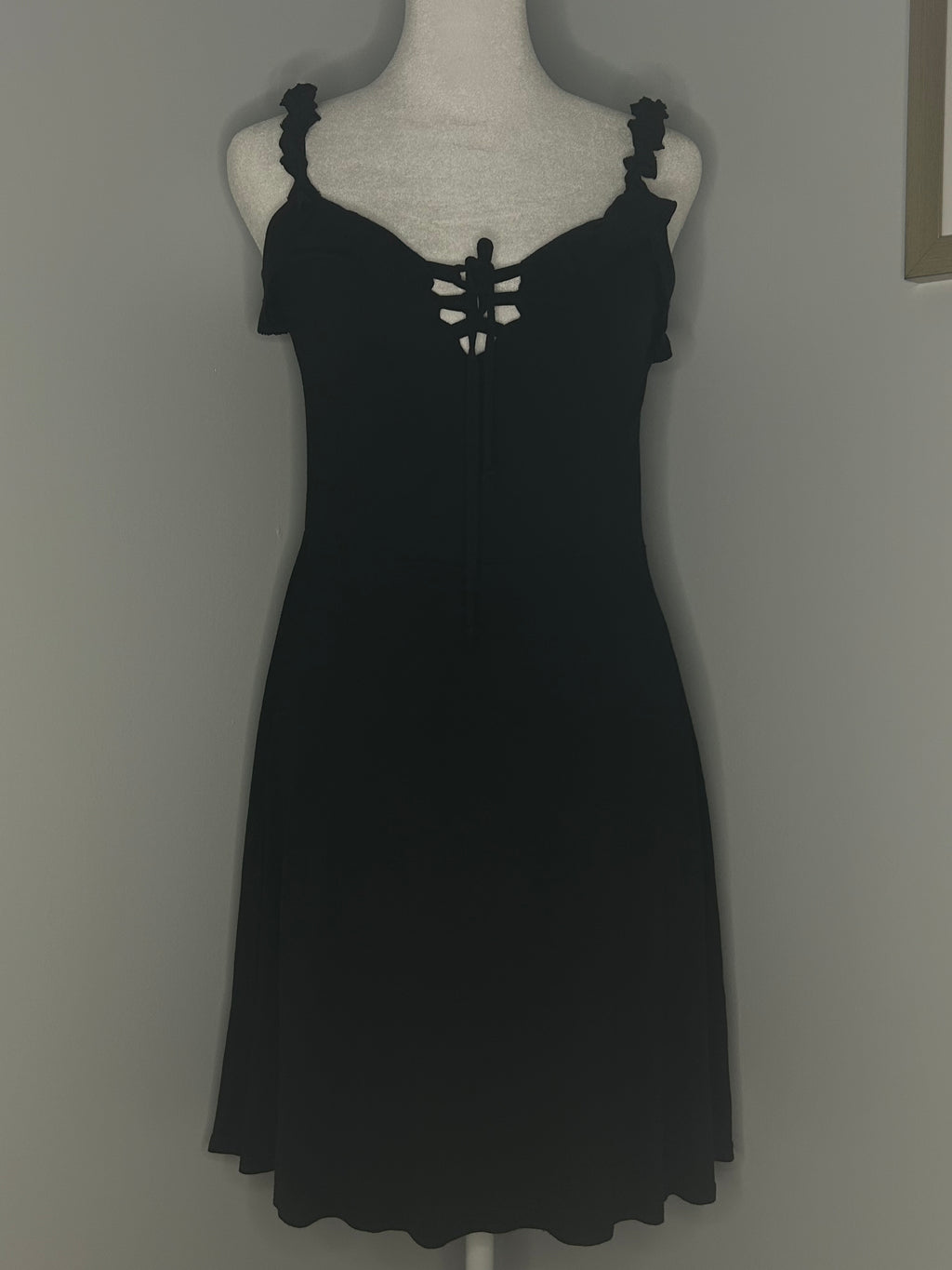 Boohoo Black Ruffle Strap Dress