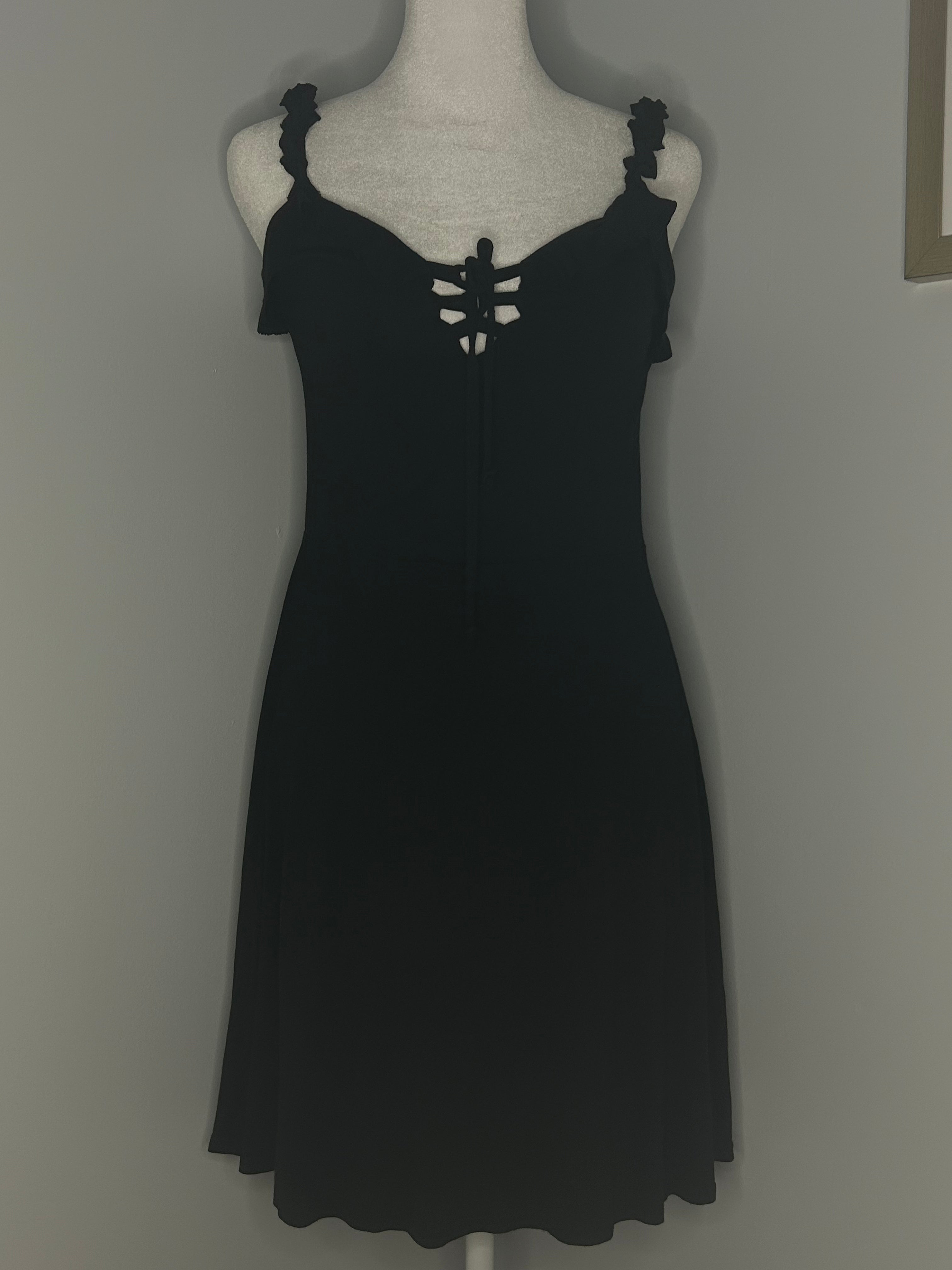Boohoo Black Ruffle Strap Dress