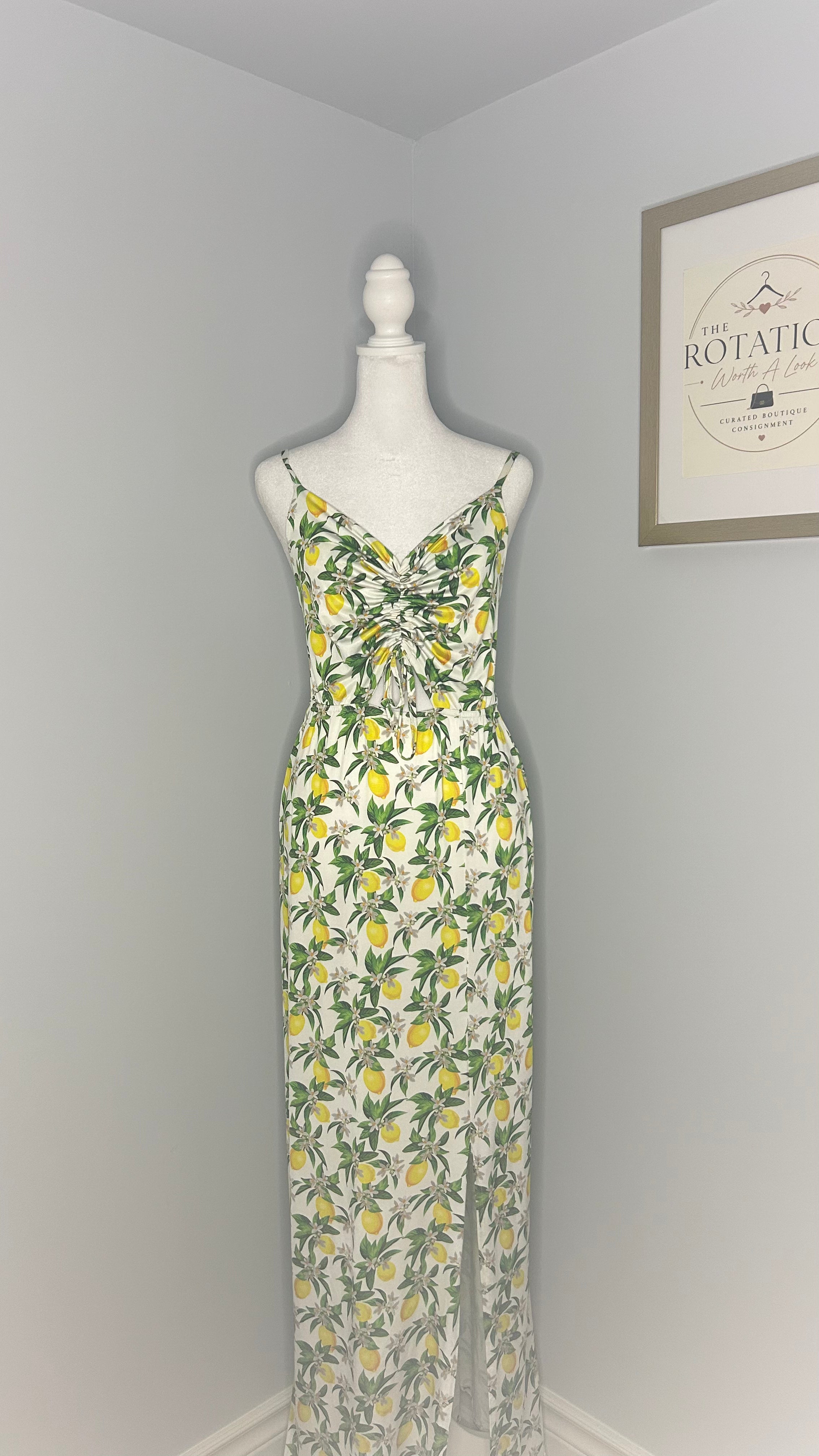 Boohoo Lemon Print Maxi Dress