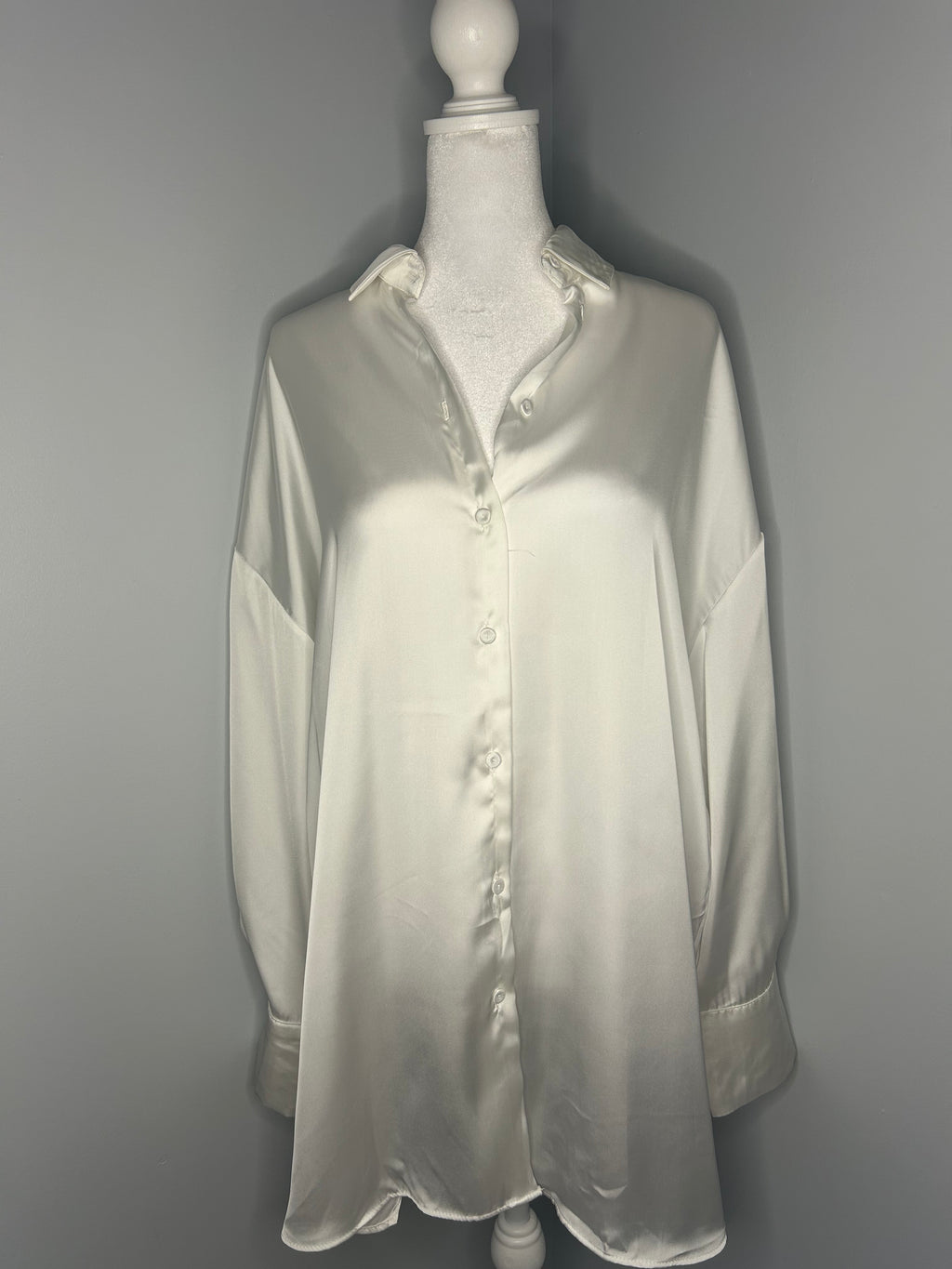 Zara Satin Button-Up Blouse – Size Medium