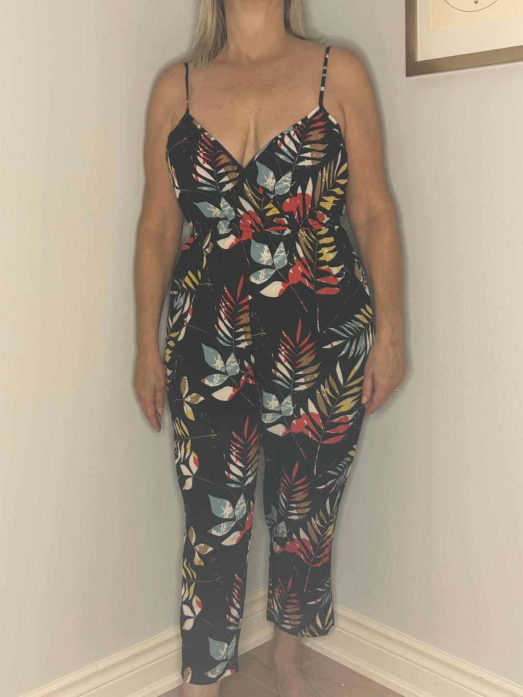 Tropical Print Jumpsuit - Size XL