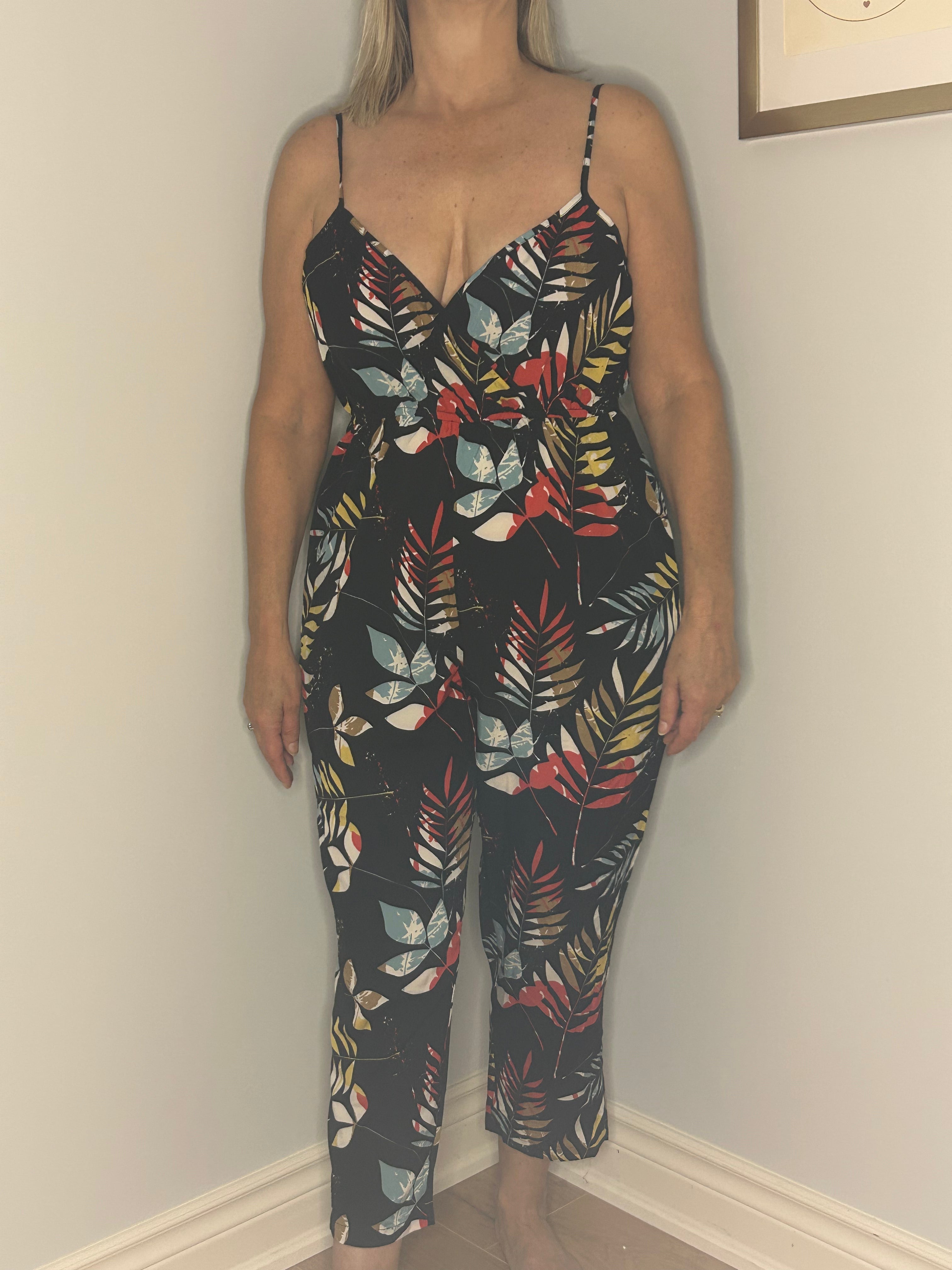 Tropical Print Jumpsuit - Size XL