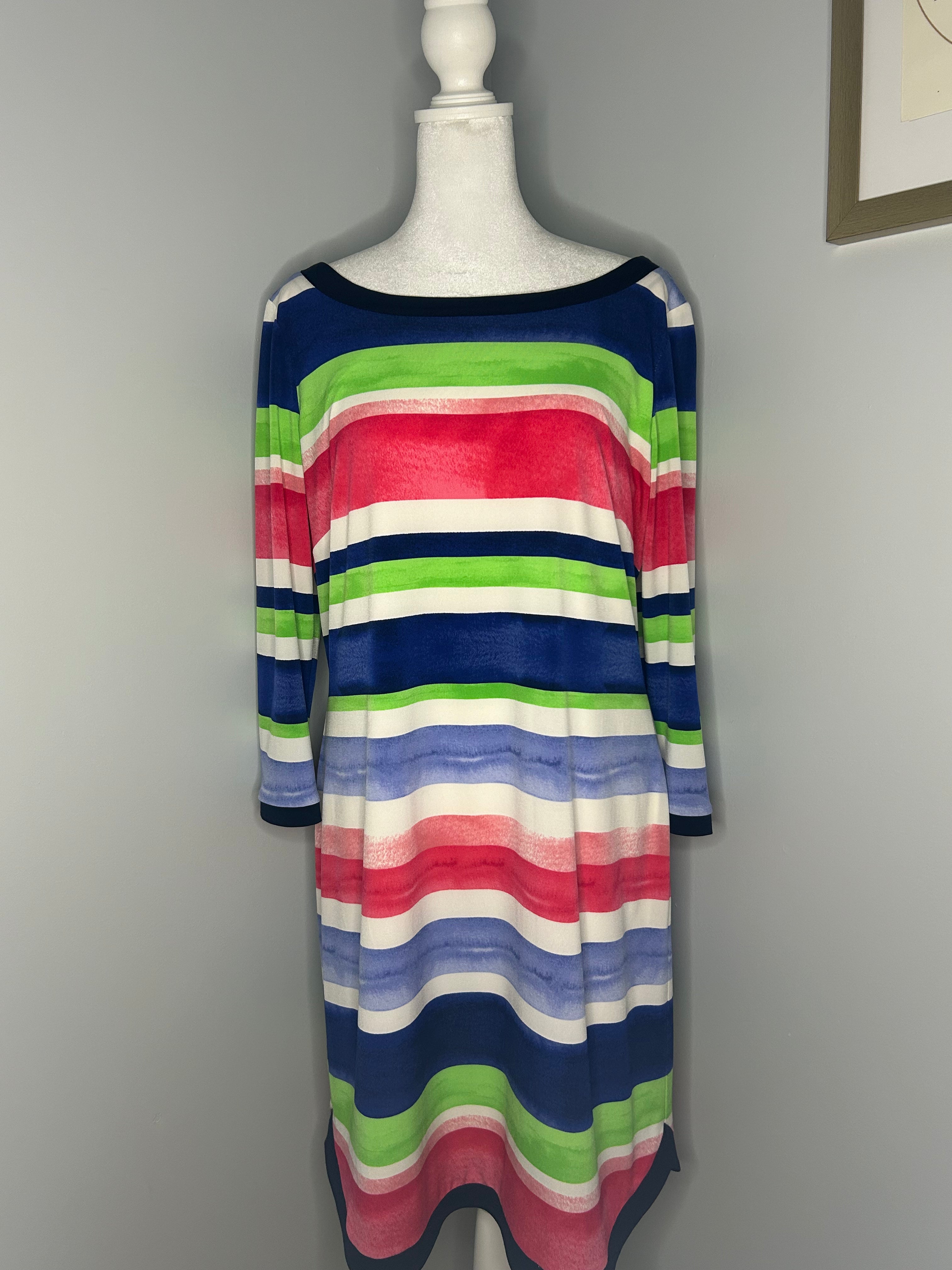 Vince Camuto Watercolor Stripe Dress Size 14