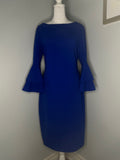 Calvin Klein Royal Blue Bell Sleeve Sheath Dress  Size: 10