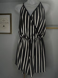 Boohoo Black & White Striped Romper  Size: 8