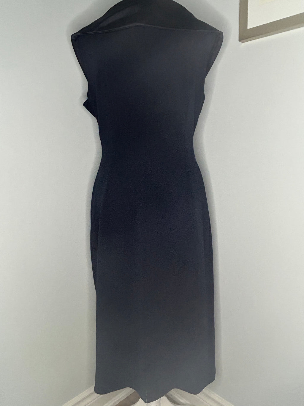 Melanie Lyne Navy Faux-Wrap Sheath Dress Size 14