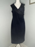 Melanie Lyne Navy Faux-Wrap Sheath Dress Size 14