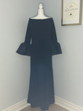 Betsy & Adam Black Off-the-Shoulder Gown Size: 14
