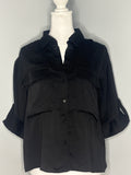 Aware  Black Roll-Tab Blouse