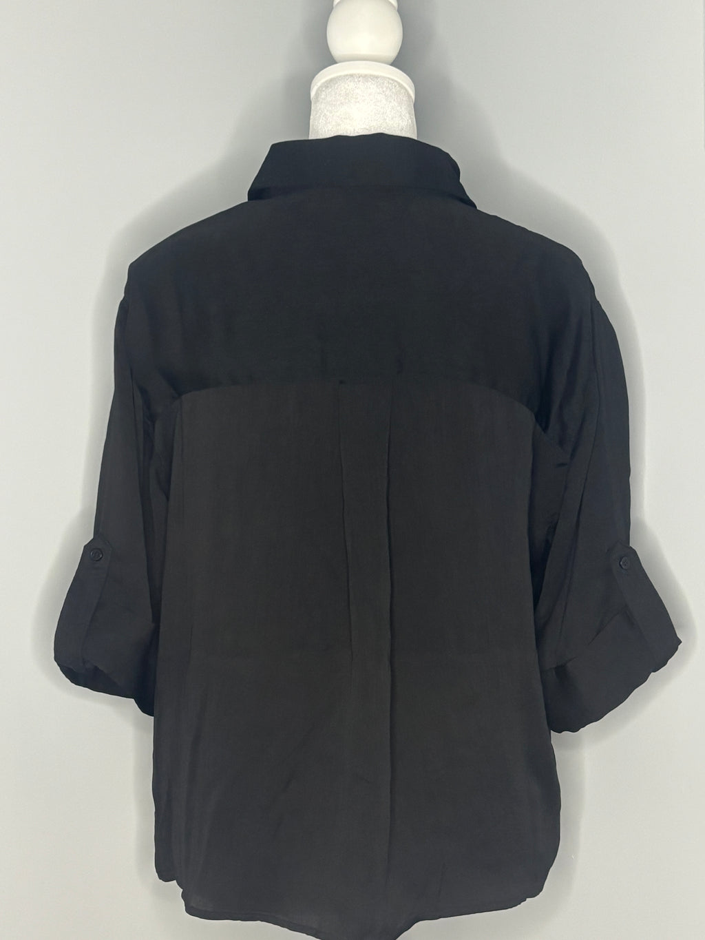 Aware  Black Roll-Tab Blouse