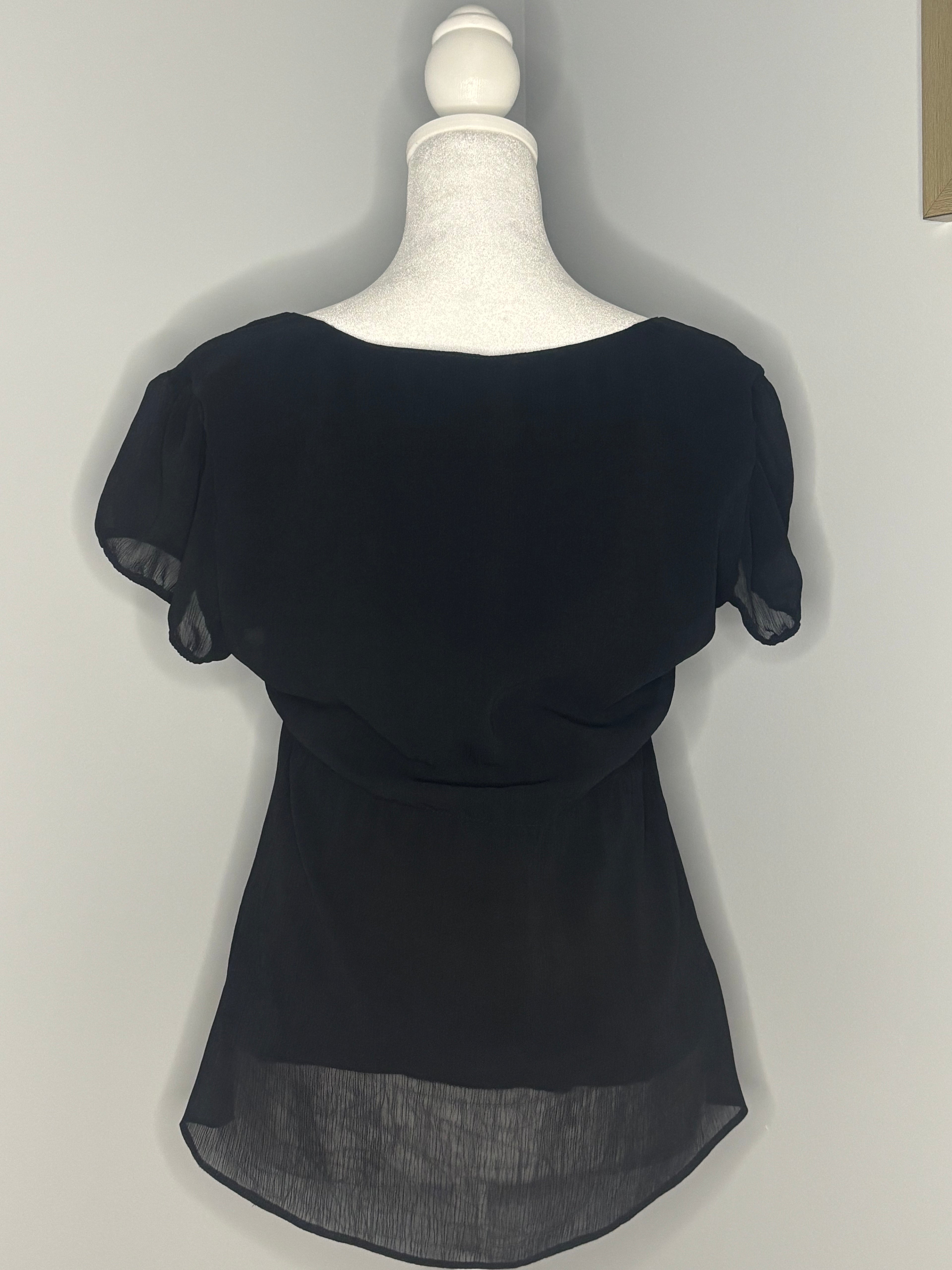 Black ruched H&M Chiffon Blouse – Size 8