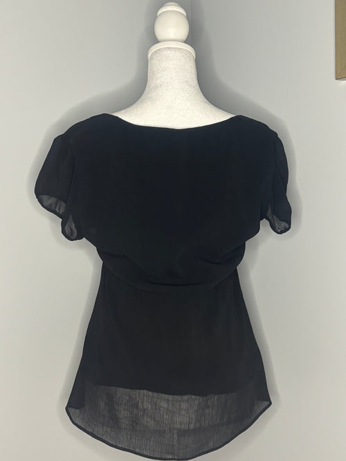 Black ruched H&M Chiffon Blouse – Size 8