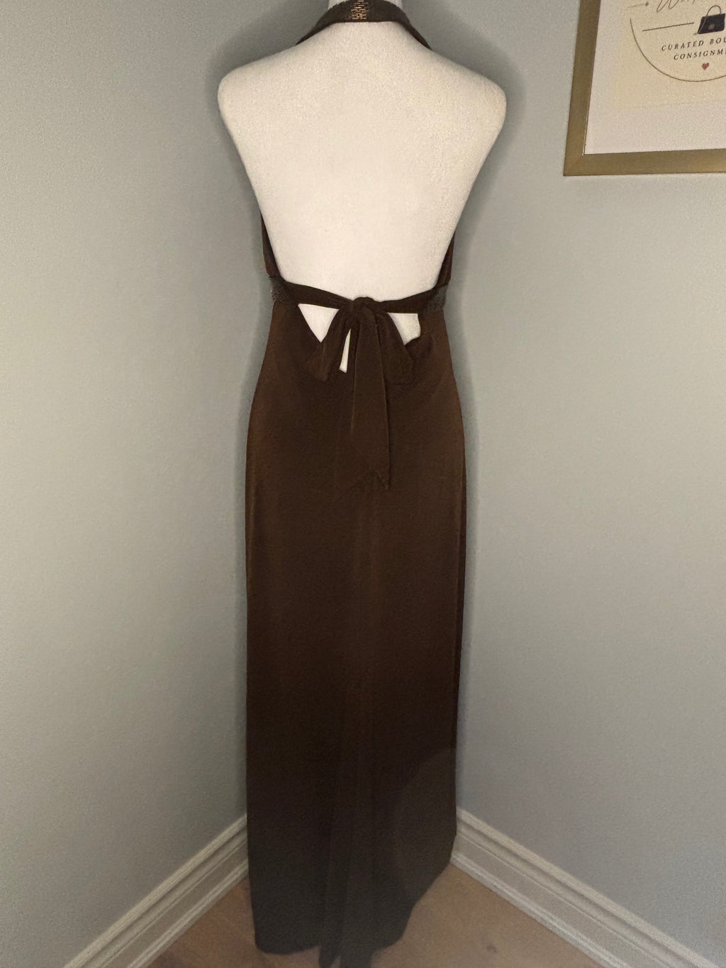 JS Collection Beaded Halter Maxi Dress – Size 8