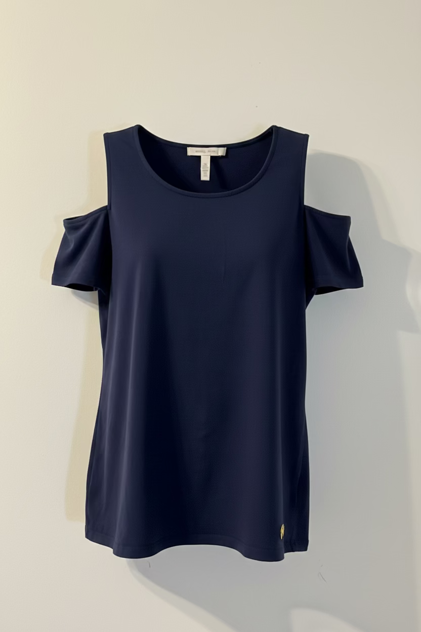 Designer Navy Cold Shoulder Top by Michael Kors