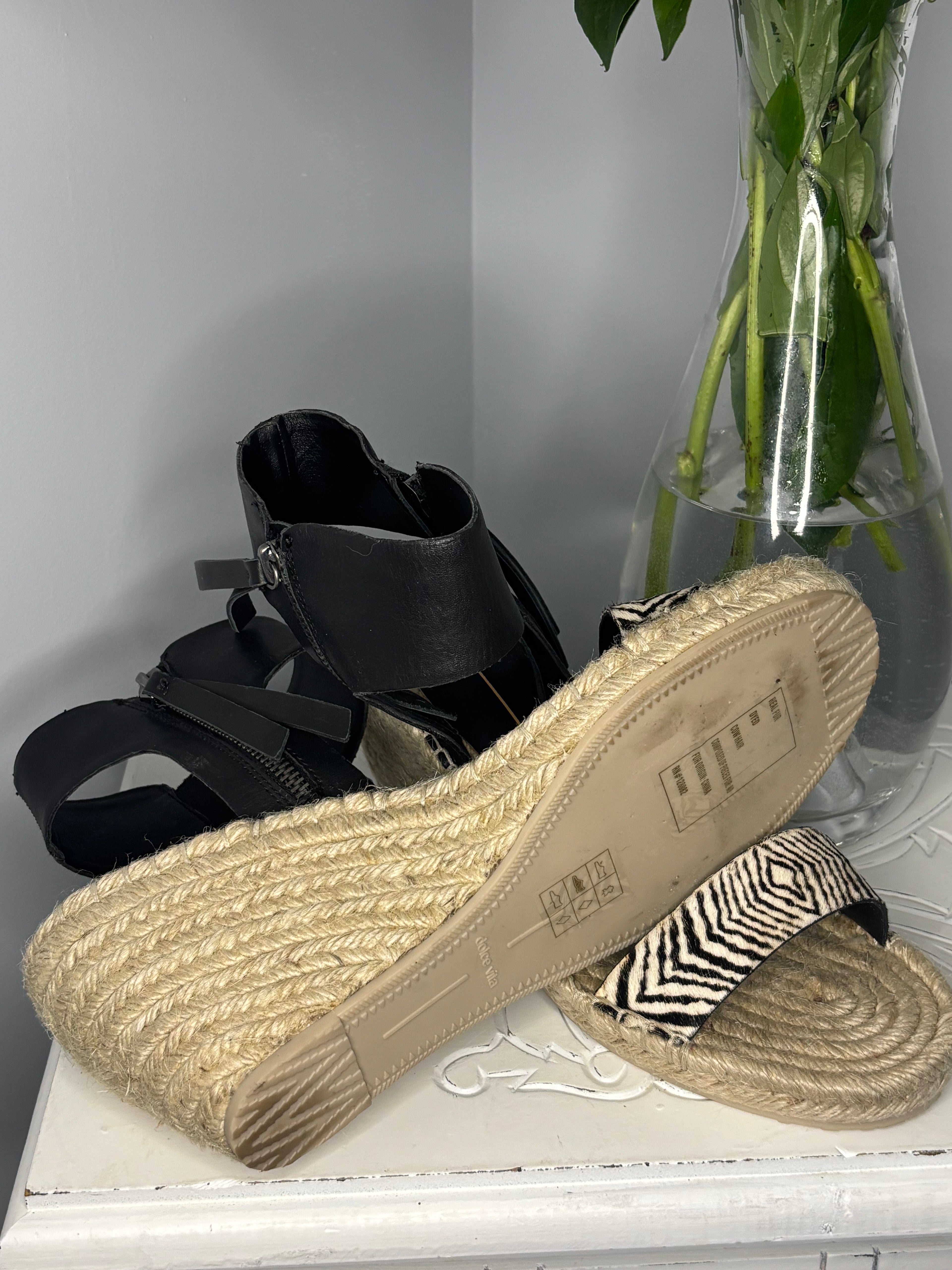 Dolce Vita Zebra Print Espadrille Wedge Sandals | Size 9.5