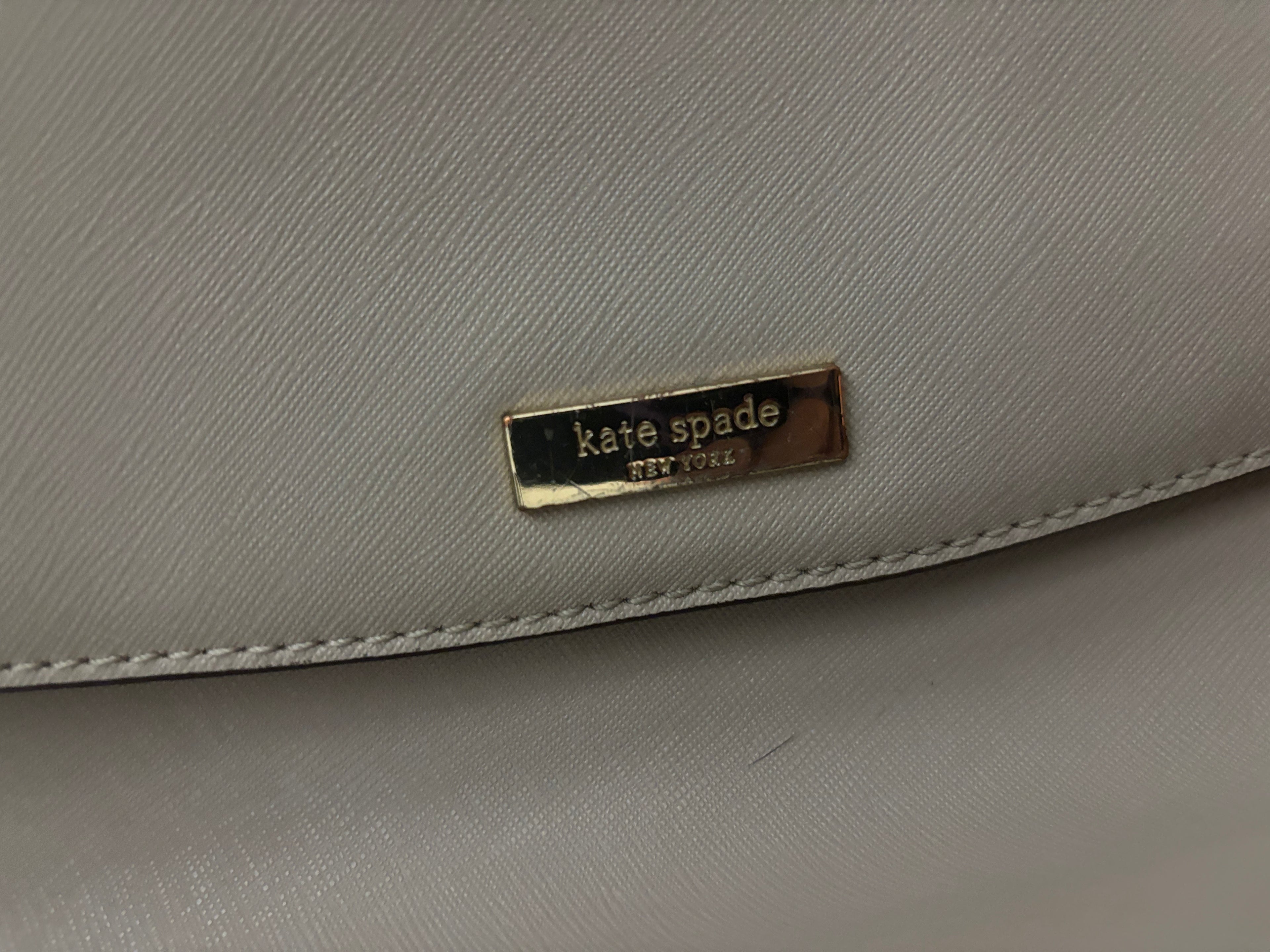 Kate Spade New York Taupe Saffiano Leather Satchel Top Handle Crossbody Bag