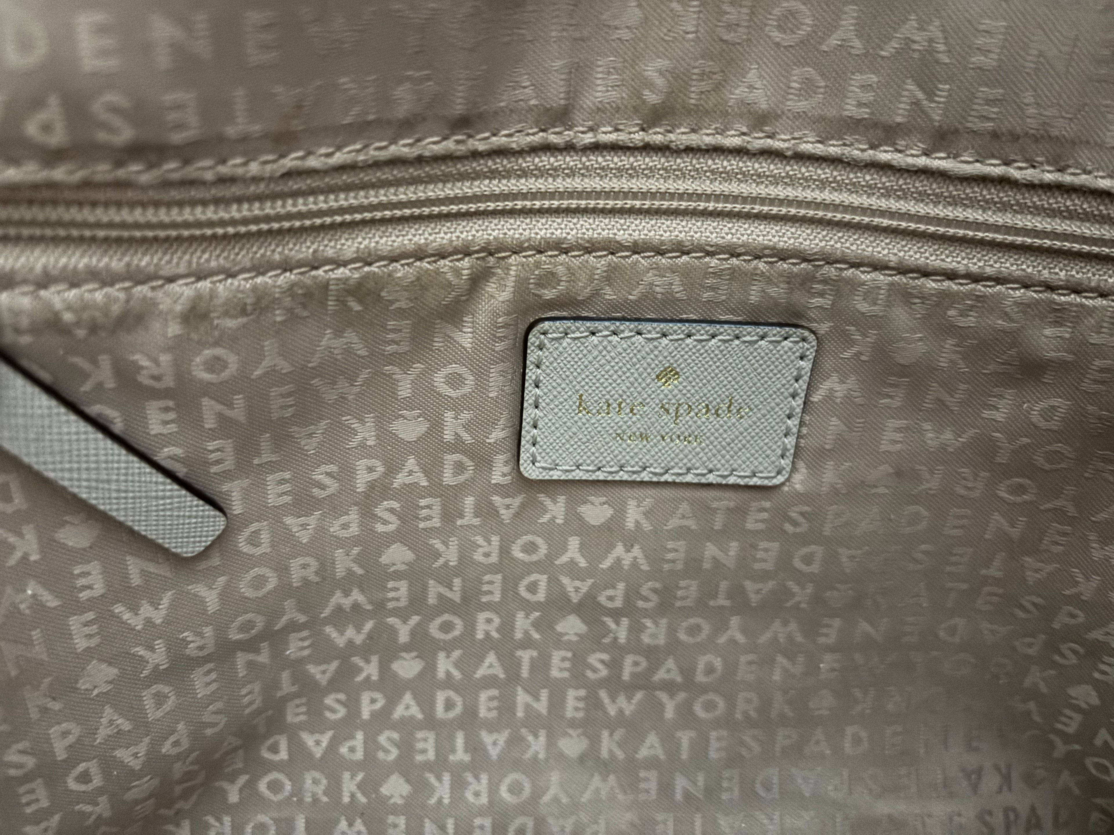Kate Spade New York Taupe Saffiano Leather Satchel Top Handle Crossbody Bag
