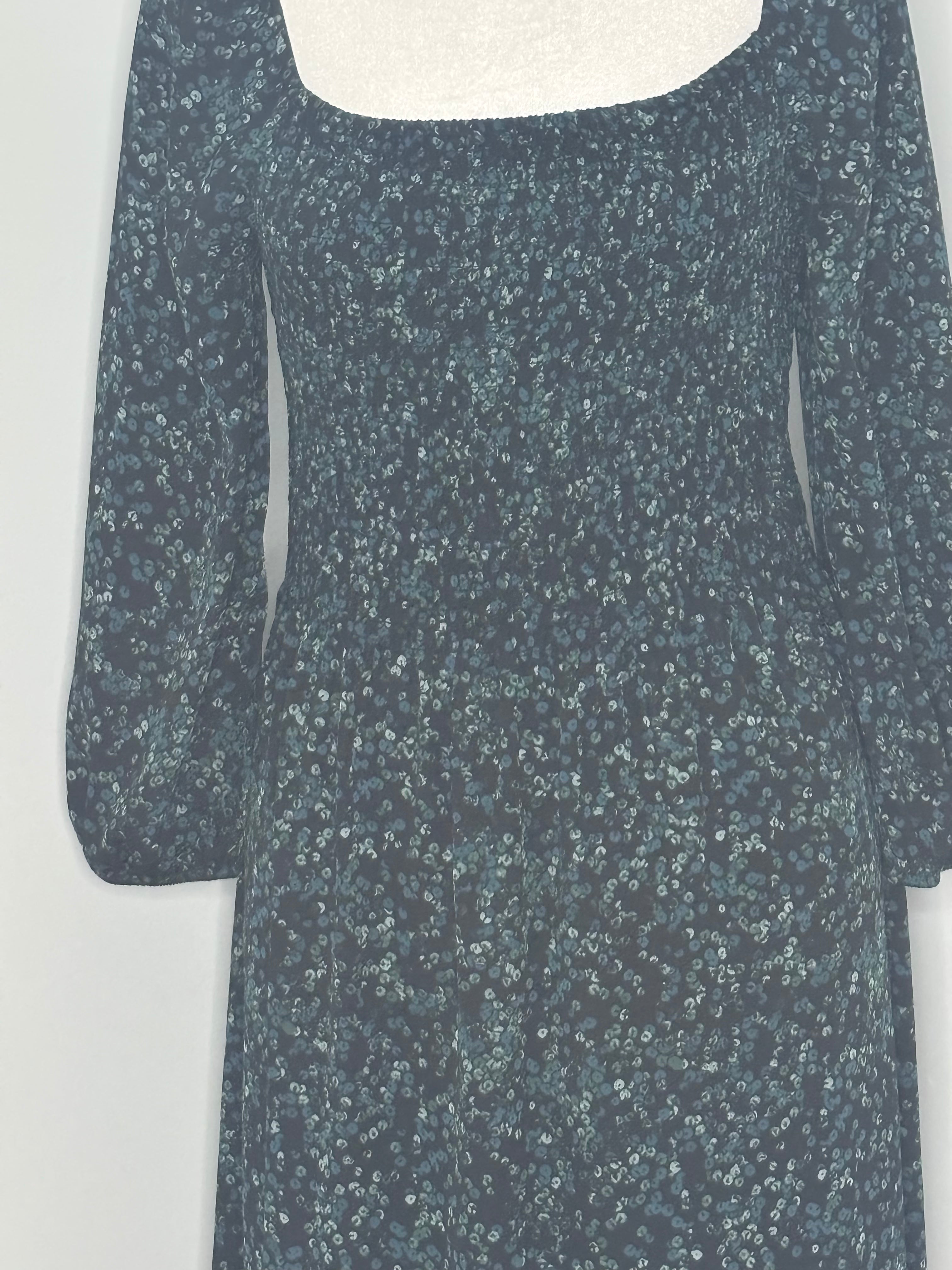 Silky Floral Smocked Midi Dress Size M
