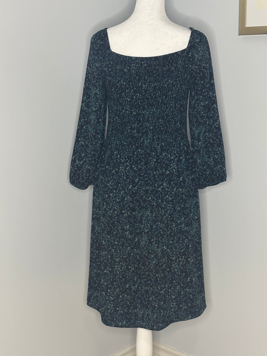 Silky Floral Smocked Midi Dress Size M