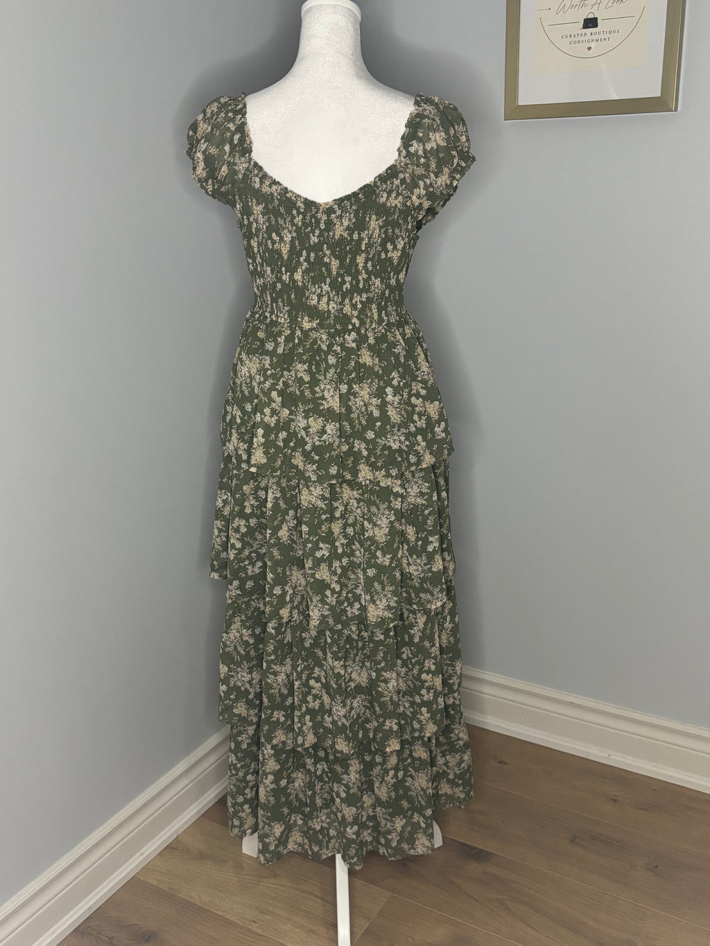 Wishlist Floral Smocked Tiered Maxi Dress – Size Medium