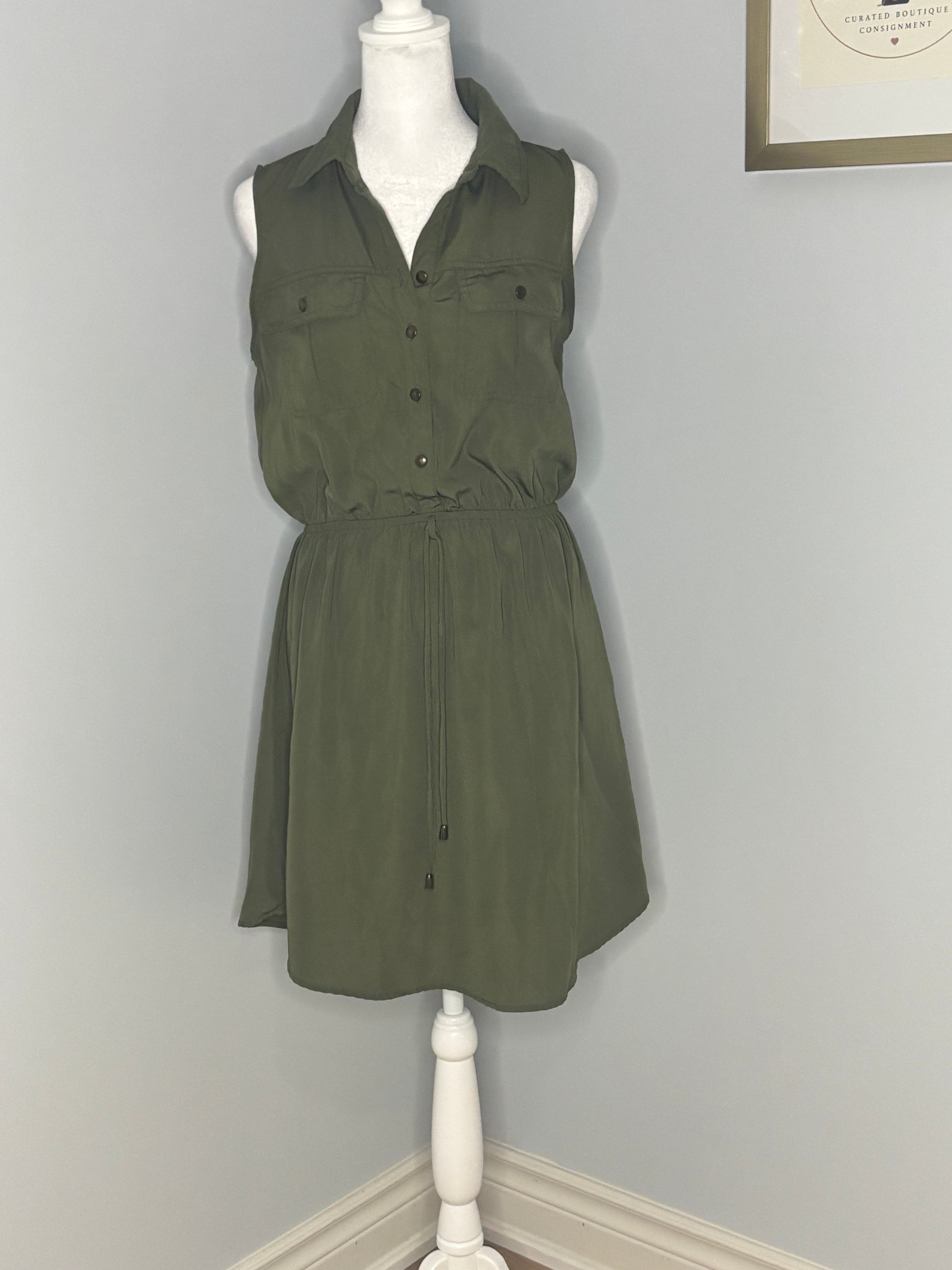 Bebop "Be You Be Free" Olive Utility Dress – Size Medium