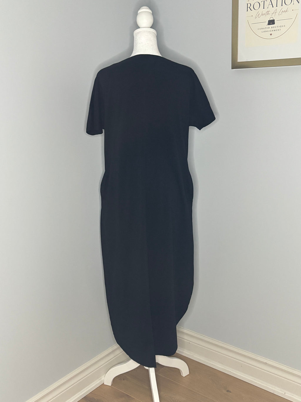 EN/KA Black Cocoon Midi Dress – Size Small
