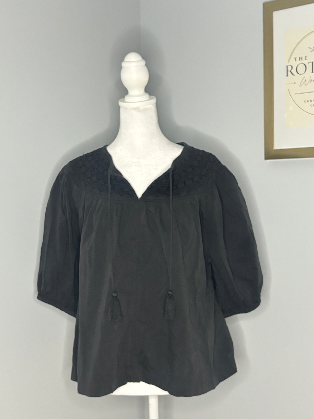 Old Navy Smocked Yoke Peasant Blouse  Size M