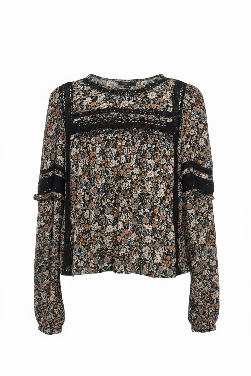 American Eagle Floral Lace Detail Blouse  Size M