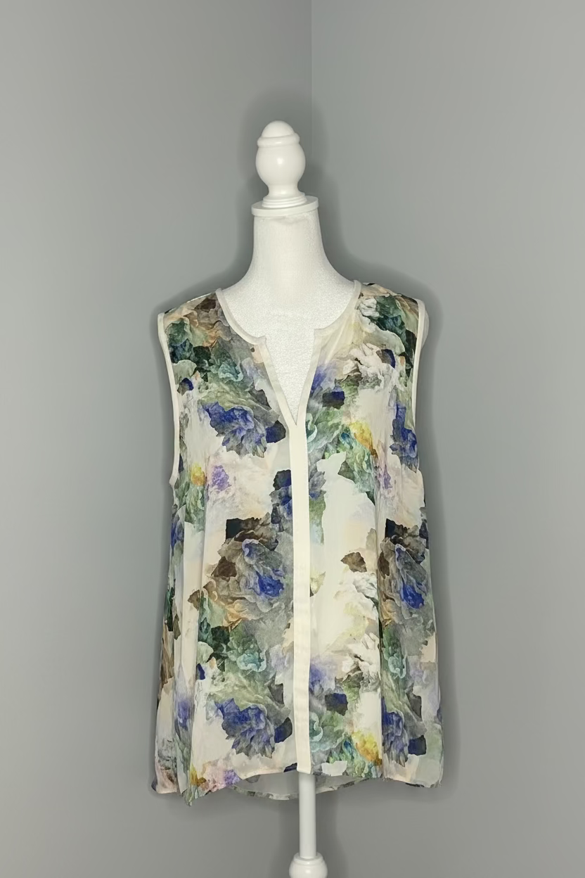 Dalia Watercolour Floral Sleeveless Blouse  Size M