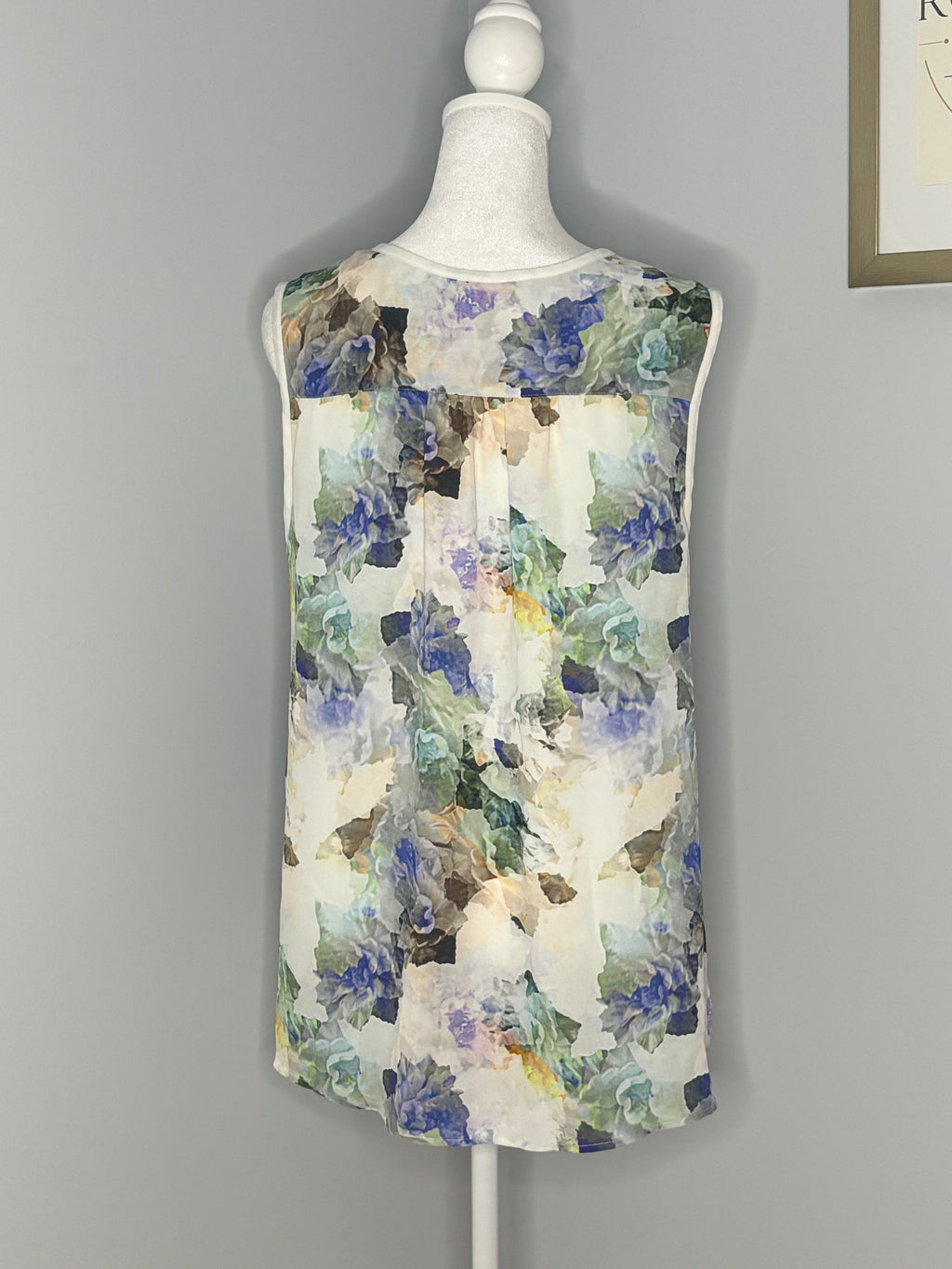 Dalia Watercolour Floral Sleeveless Blouse  Size M