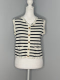 Dreamers Navy & Cream Striped Knit Vest Size Medium