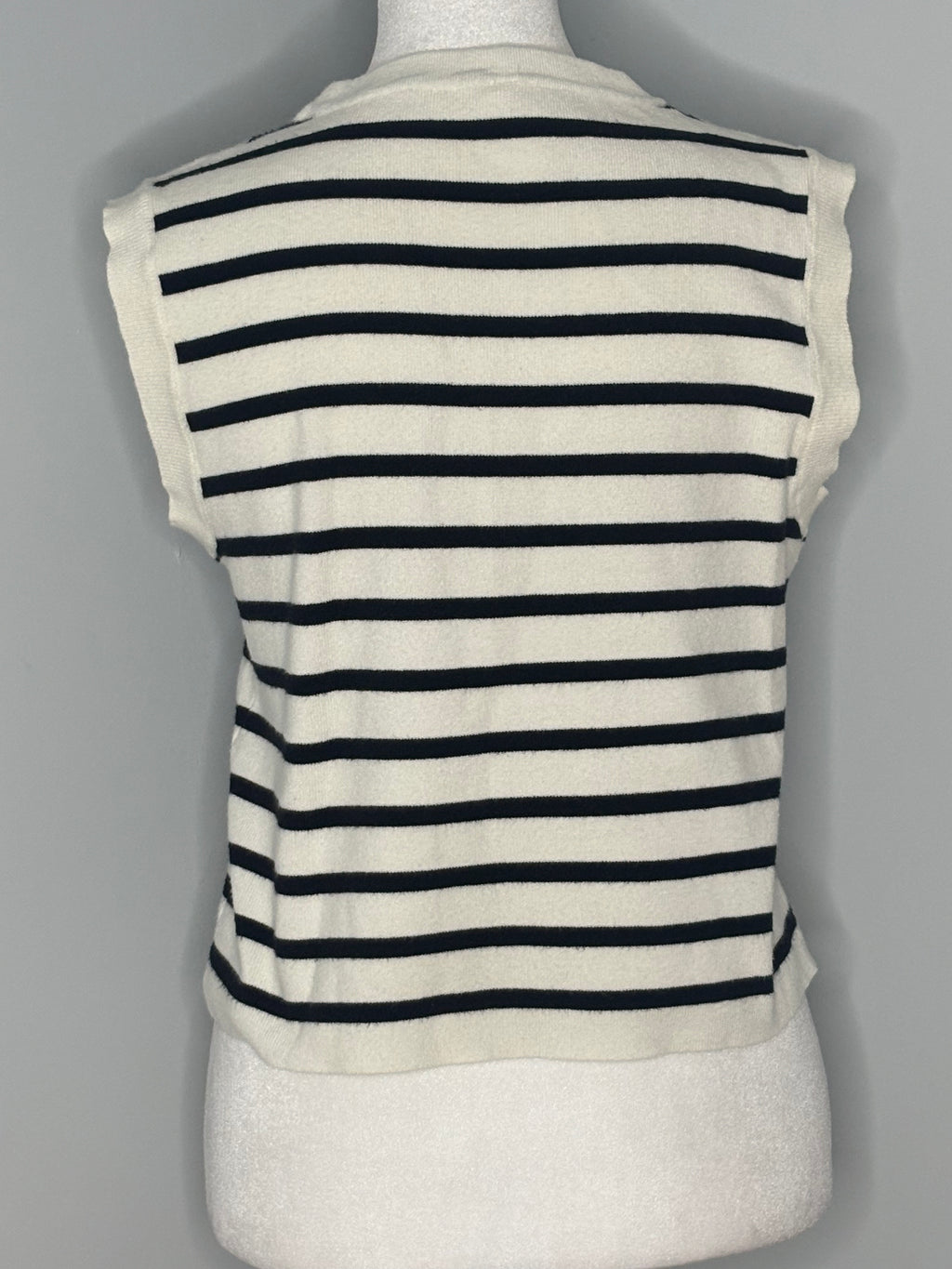 Dreamers Navy & Cream Striped Knit Vest Size Medium
