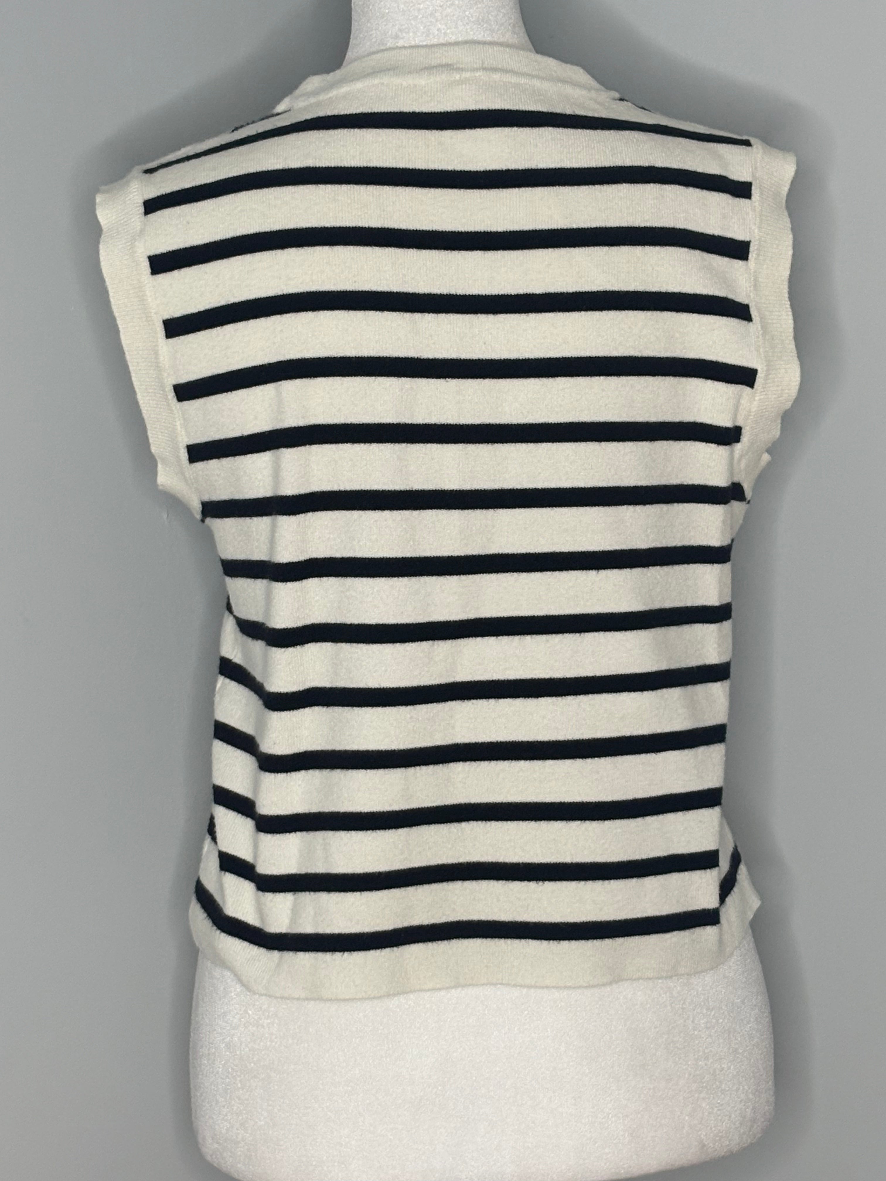 Dreamers Navy & Cream Striped Knit Vest Size Medium