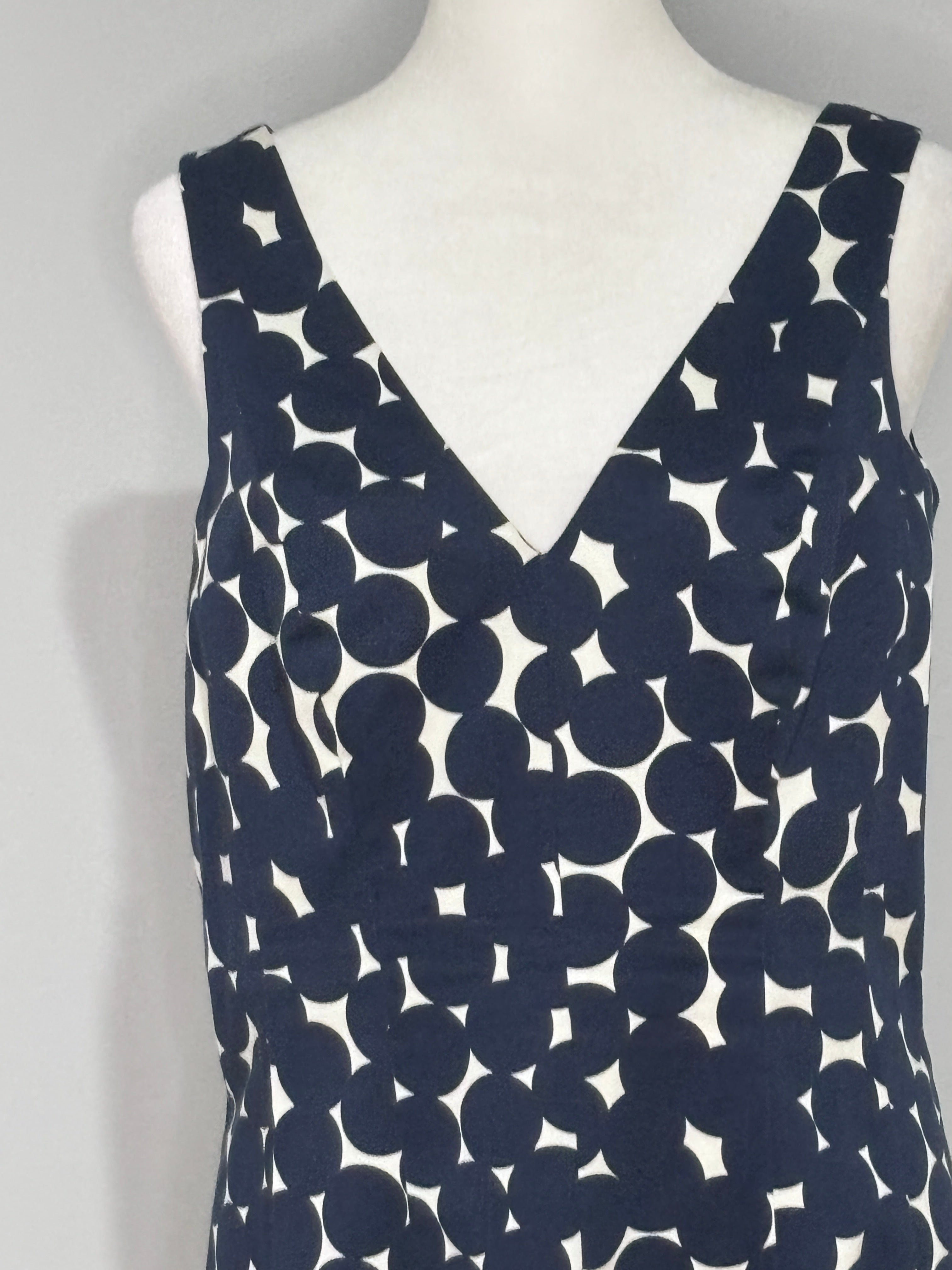Nine West Navy & Ivory Flounce Hem Dress – Size 10